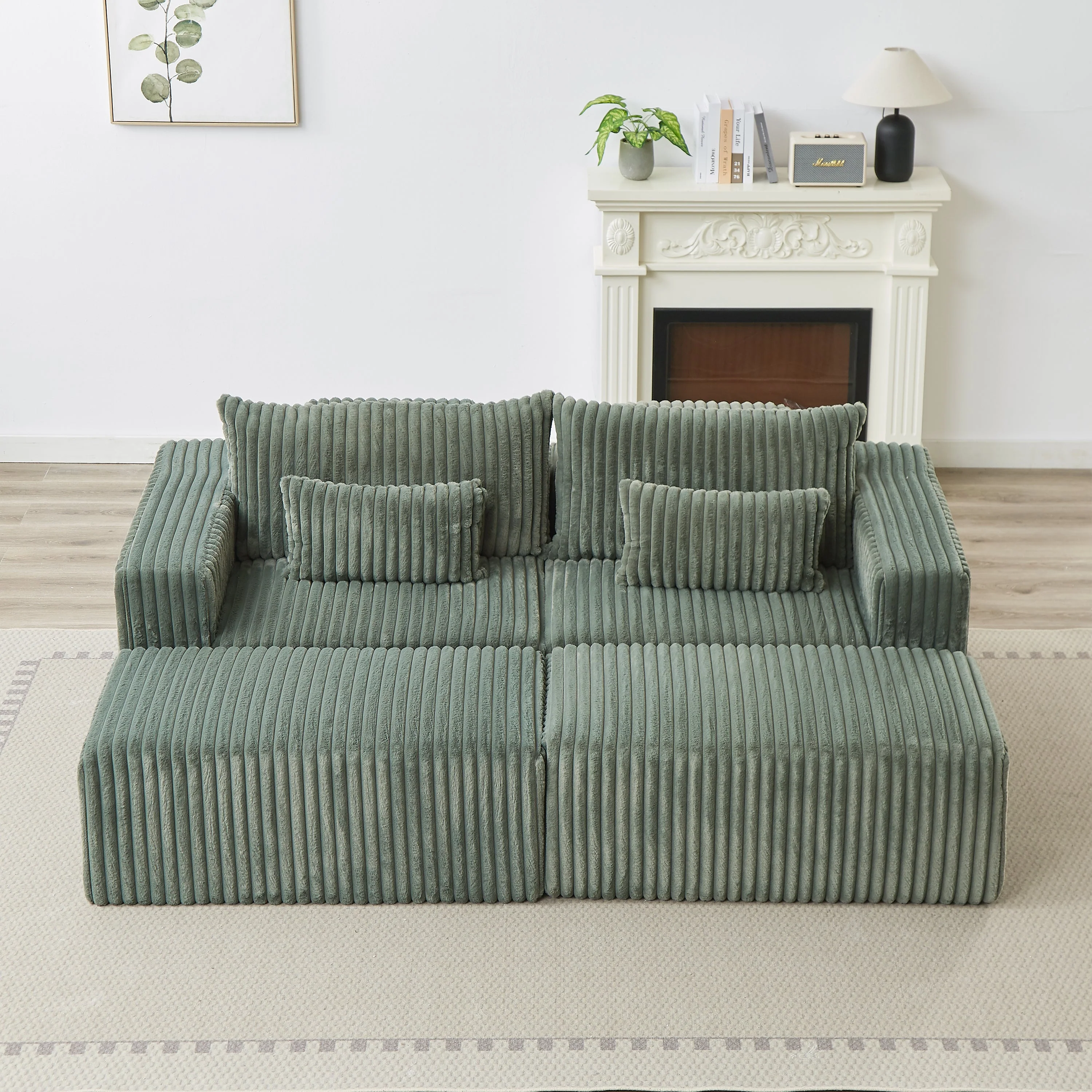87' Oversized Sectional Lounge Chaise with Plush Corduroy Fabric - Image 8