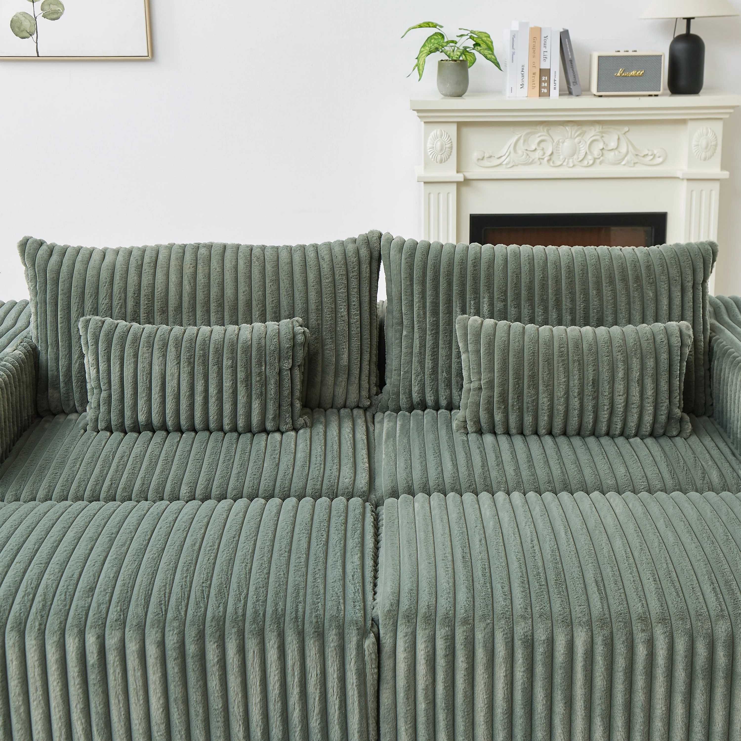 87' Oversized Sectional Lounge Chaise with Plush Corduroy Fabric - Image 9