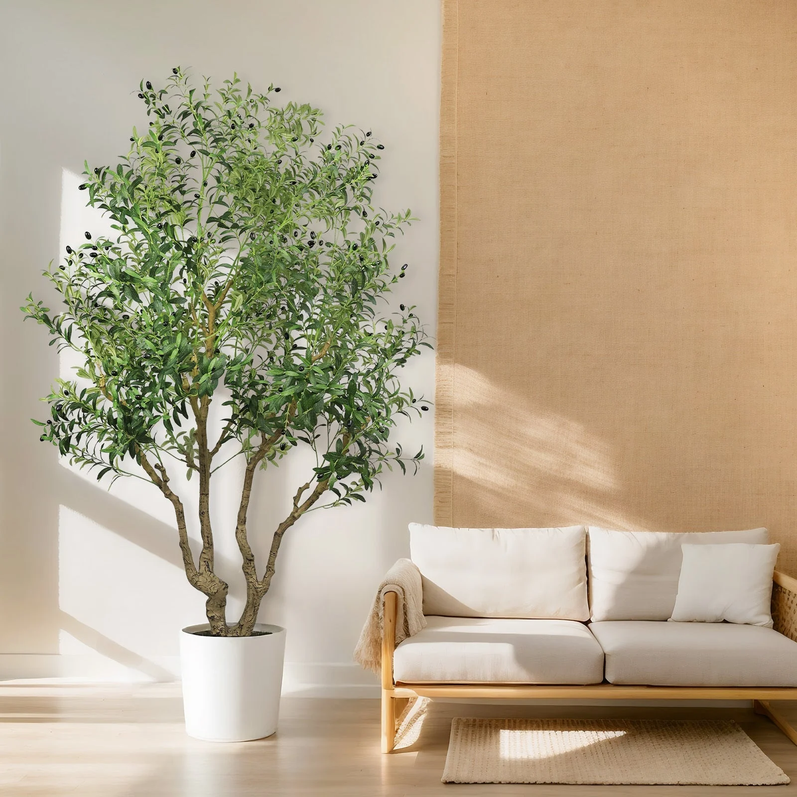 8FT Tall Artificial Olive Tree - Large Faux Potted Tree - Image 10