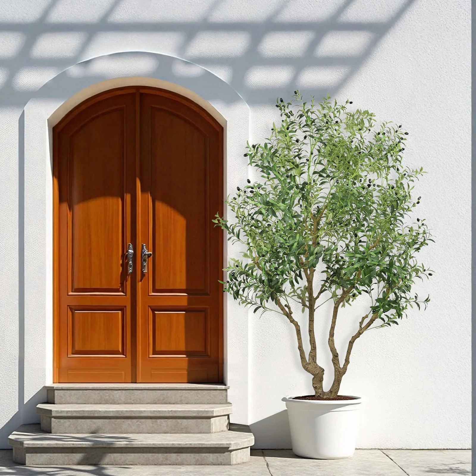 8FT Tall Artificial Olive Tree - Large Faux Potted Tree - Image 12