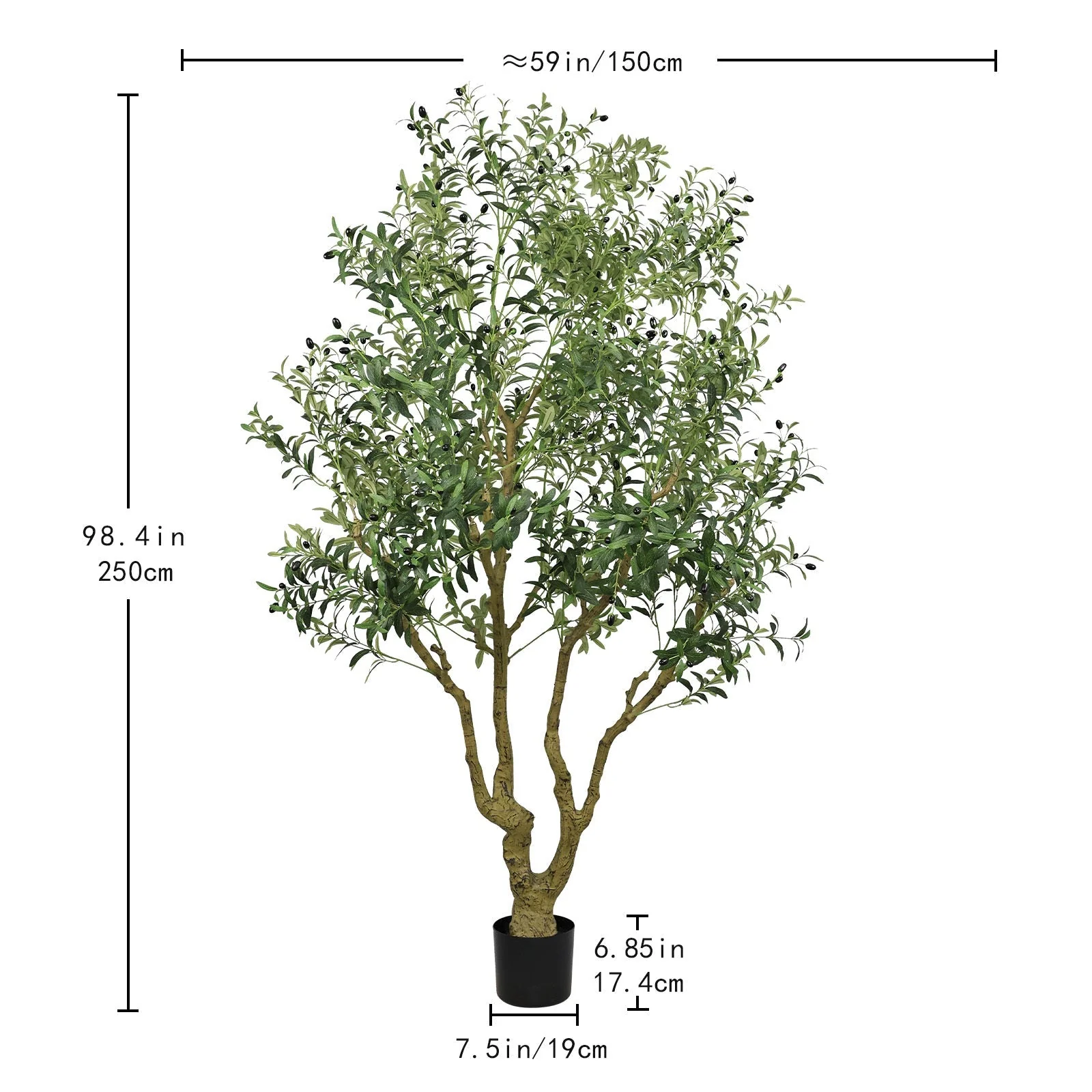 8FT Tall Artificial Olive Tree - Large Faux Potted Tree - Image 4