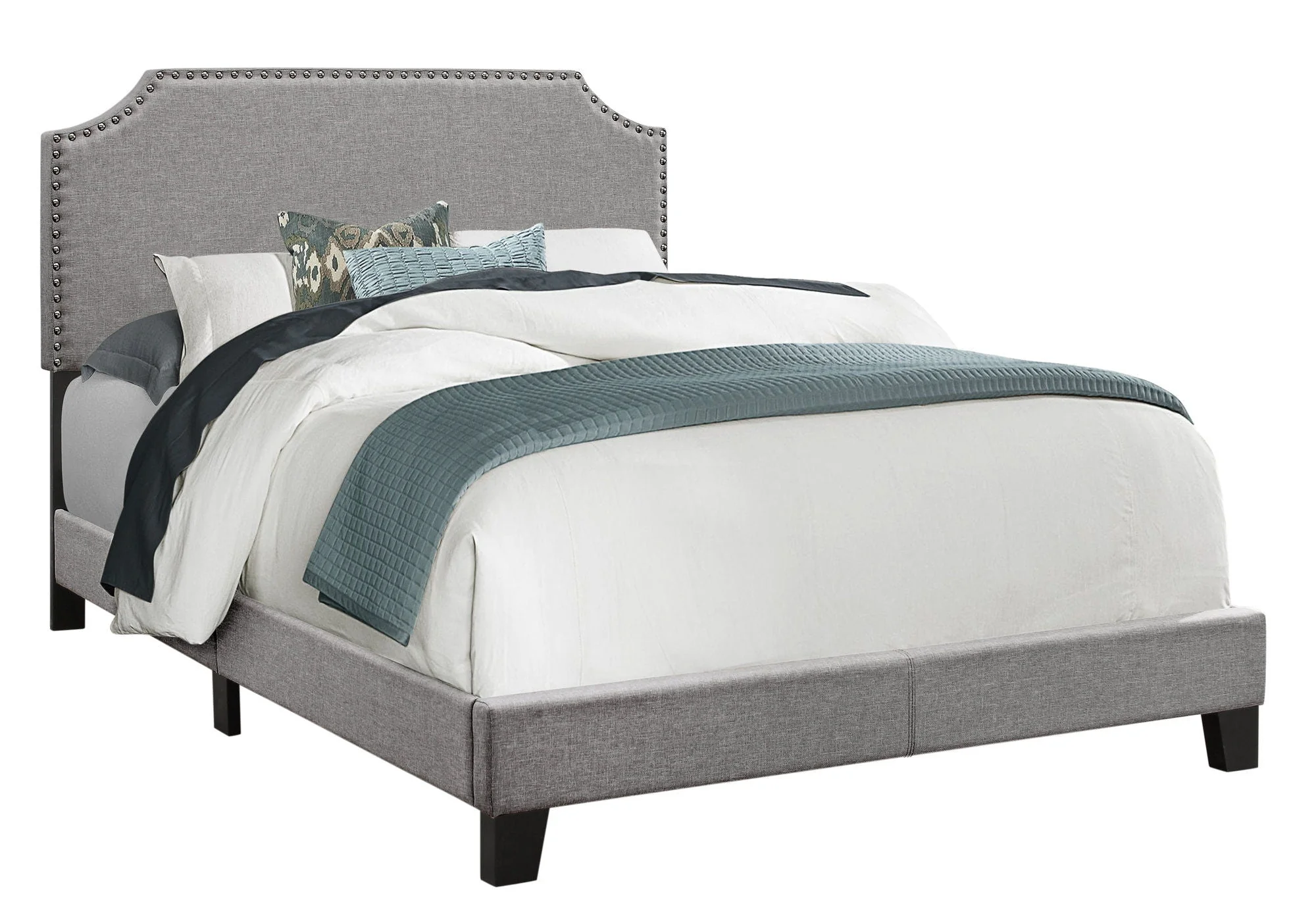 8th Street Transitional Full Upholstered Bed - Gray - Image 2
