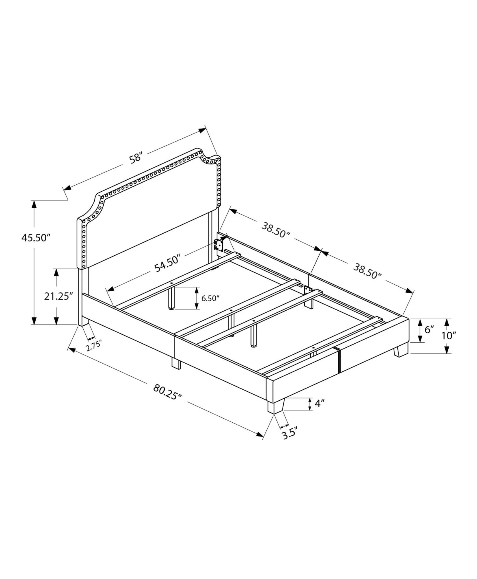8th Street Transitional Full Upholstered Bed - Gray - Image 4