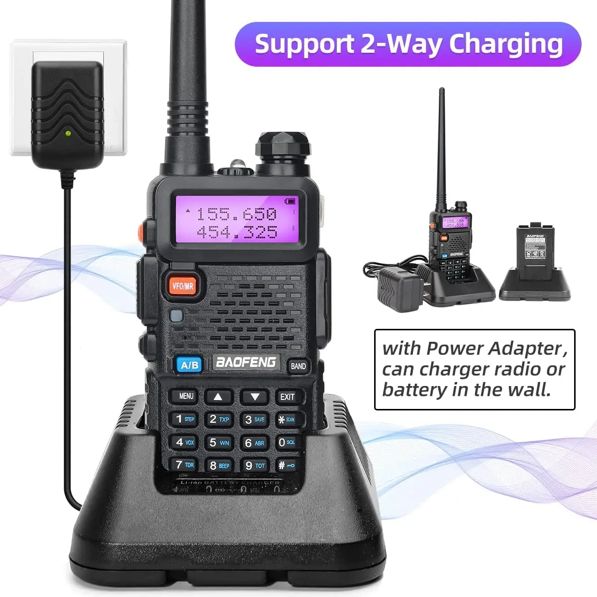 8W Dual Band Walkie Talkie Long Range Two Way Radio 128 Channel Handheld - Image 5