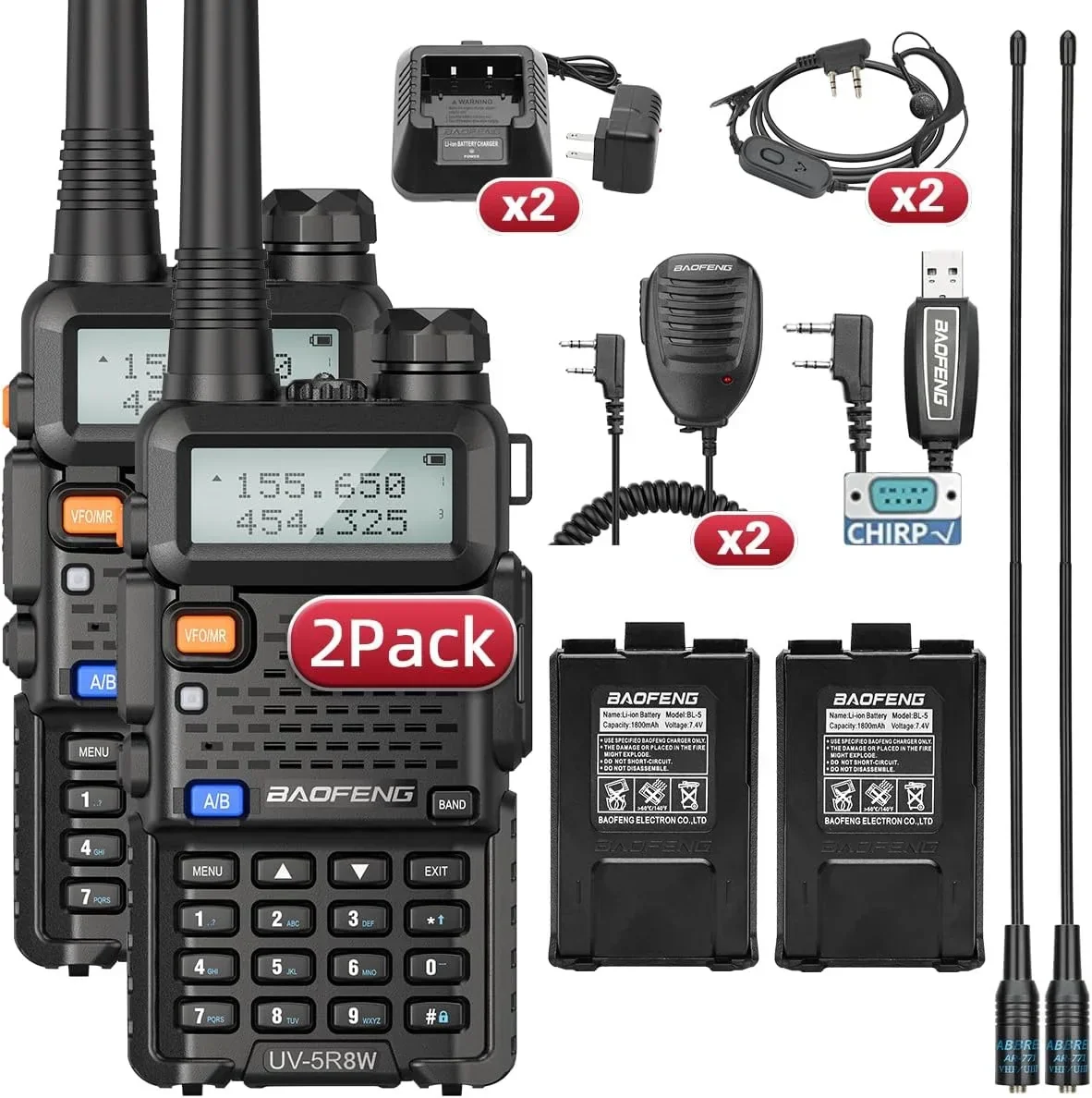 8W Dual Band Walkie Talkie Long Range Two Way Radio 128 Channel Handheld - Image 7