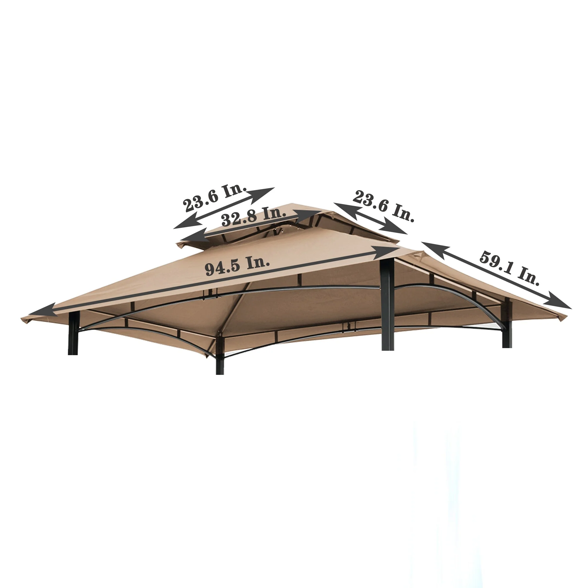 8x5Ft Grill Gazebo Replacement Canopy, Double Tiered BBQ Tent Roof Top Cover, Beige - Image 3