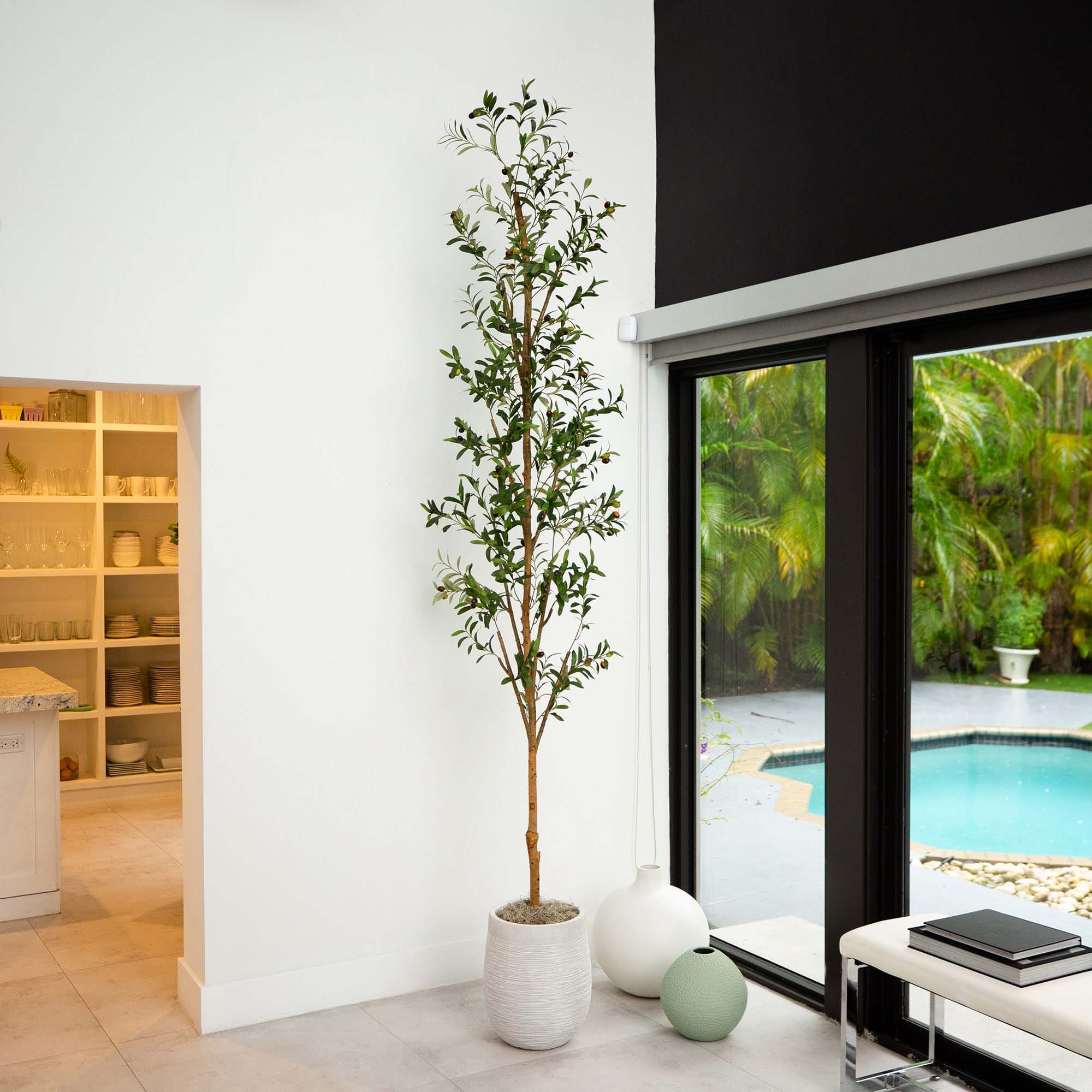 9' Artificial Olive Tree with Natural Trunk - Image 3