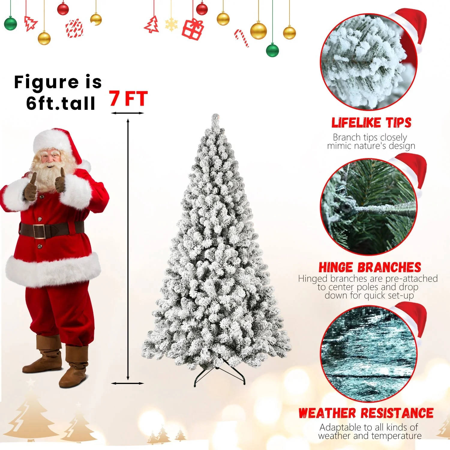 9-Foot Pre-Lit Snow-Flocked Christmas Tree - Image 13