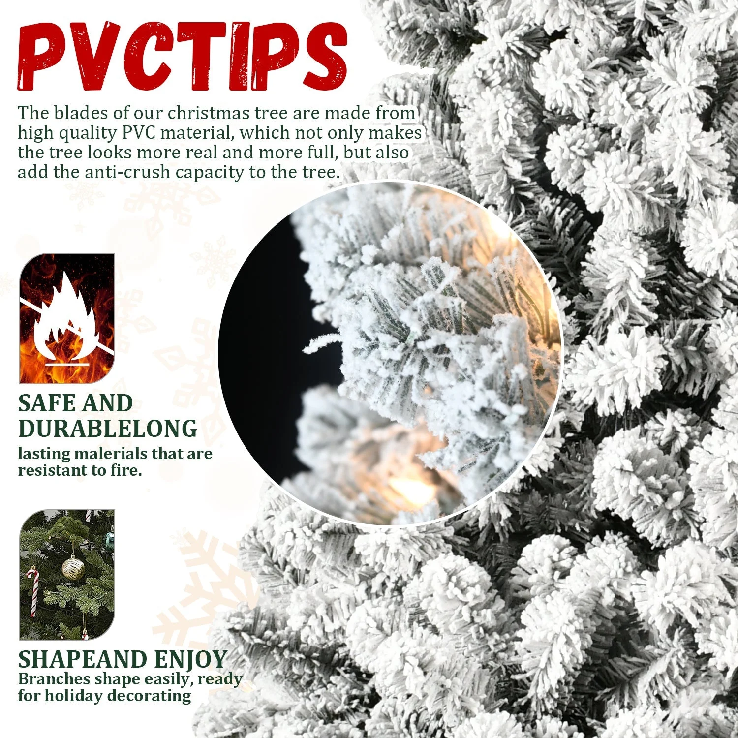9-Foot Pre-Lit Snow-Flocked Christmas Tree - Image 2