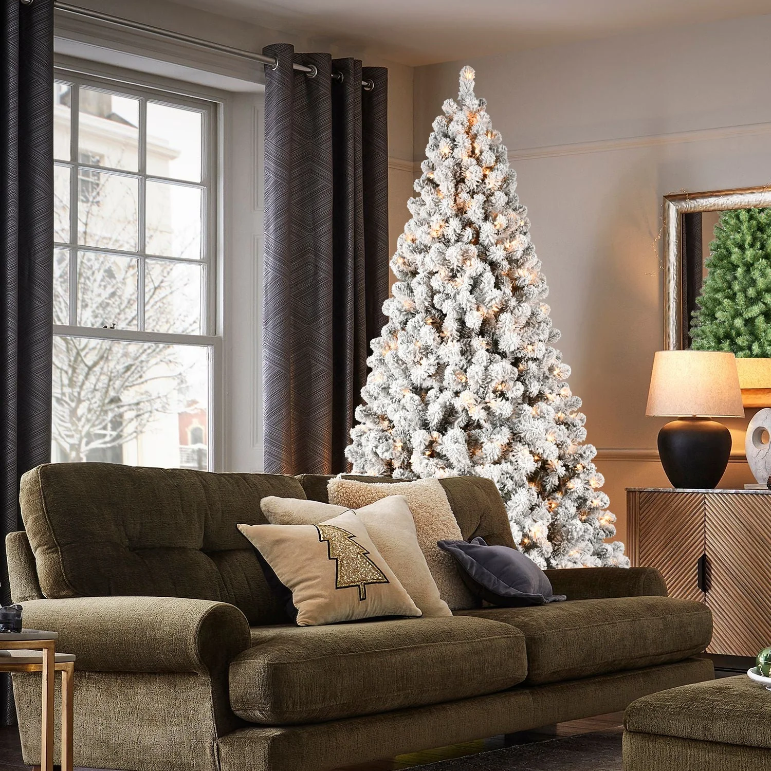 9-Foot Pre-Lit Snow-Flocked Christmas Tree - Image 8