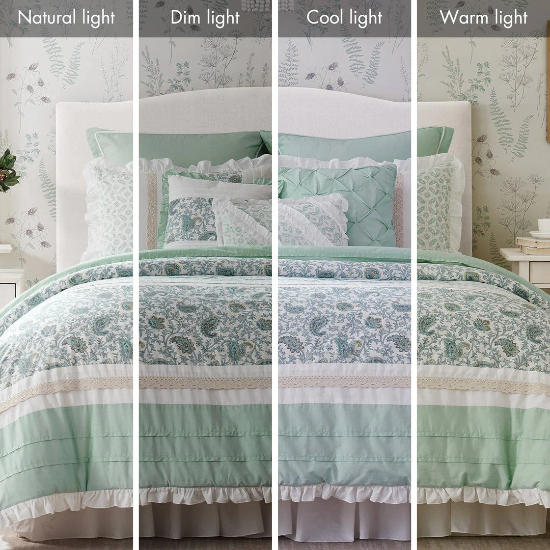9 Piece Cotton Percale Comforter Set Aqua - Image 15