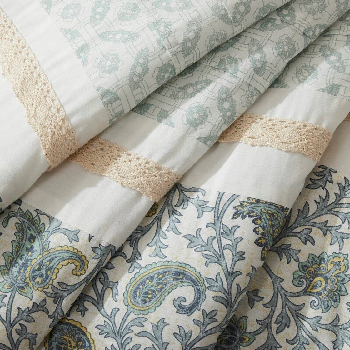 9 Piece Cotton Percale Comforter Set Aqua - Image 45