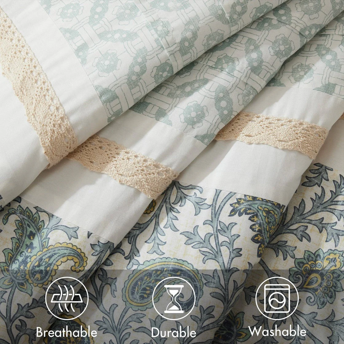 9 Piece Cotton Percale Comforter Set Aqua - Image 8
