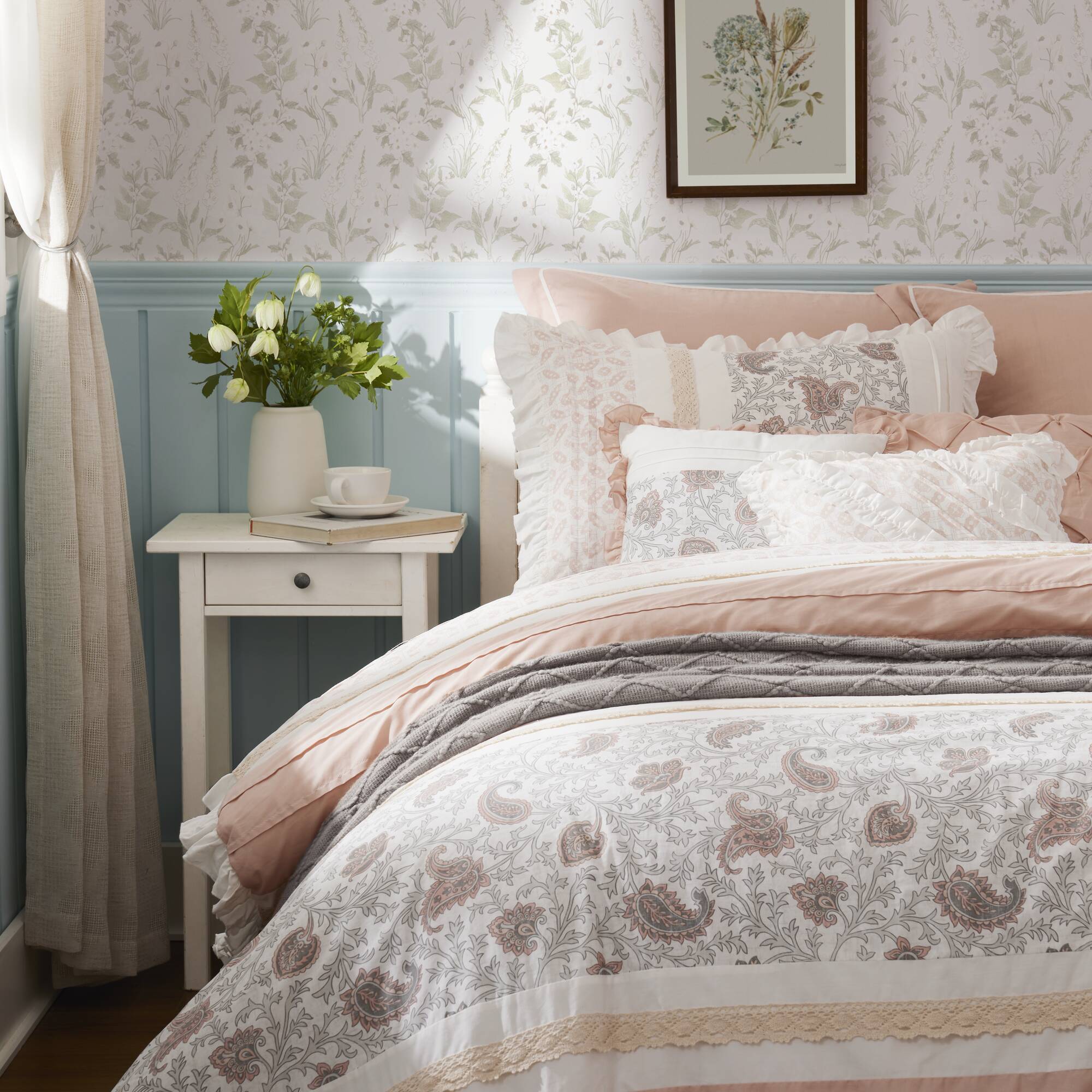 9 Piece Cotton Percale Comforter Set Blush - Image 11