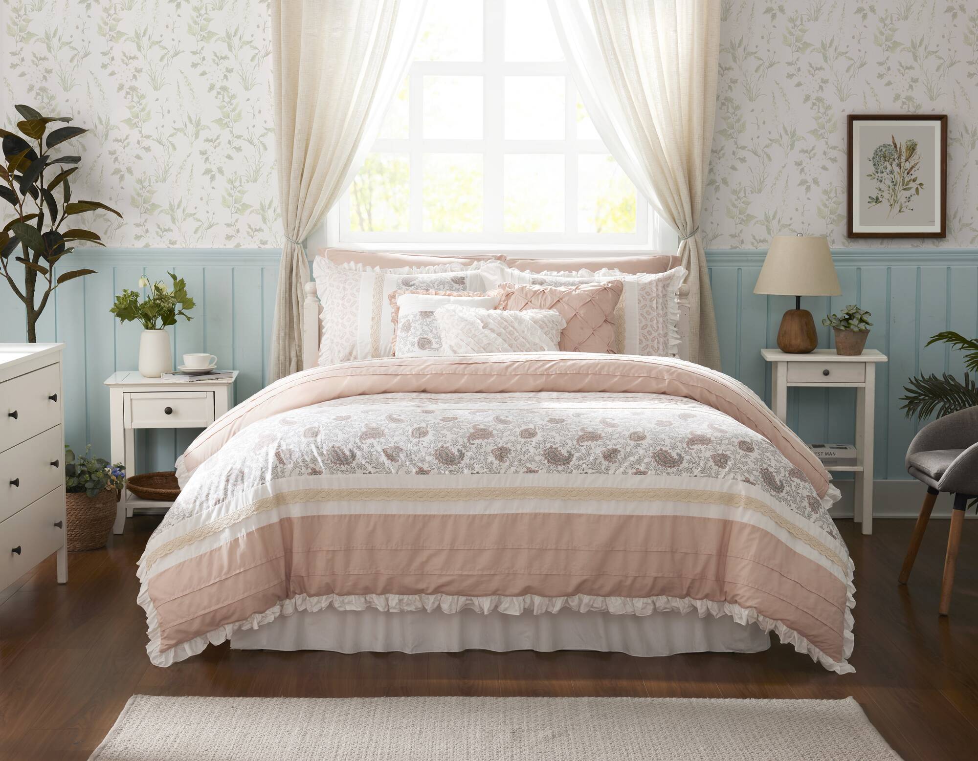 9 Piece Cotton Percale Comforter Set Blush - Image 26