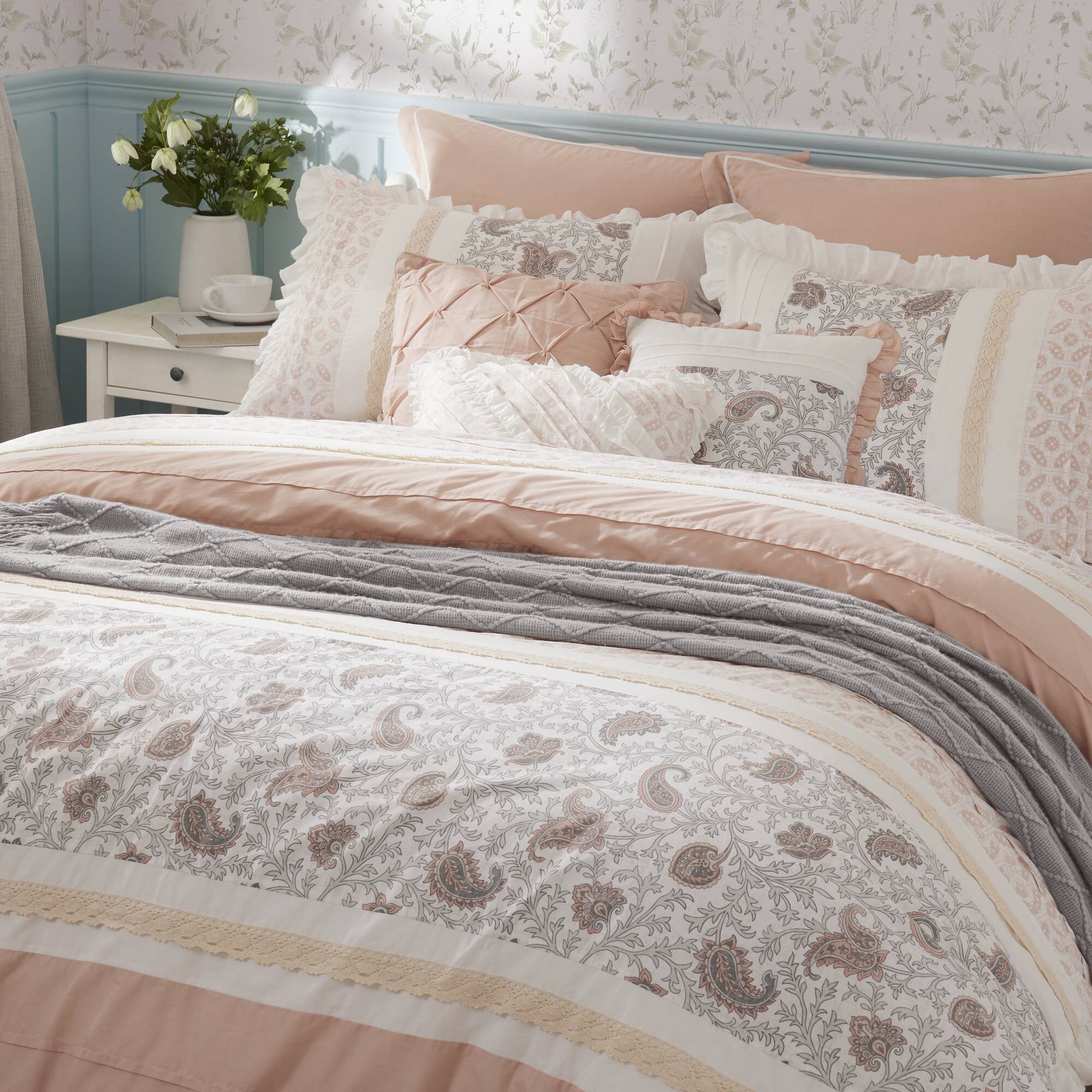 9 Piece Cotton Percale Comforter Set Blush - Image 28