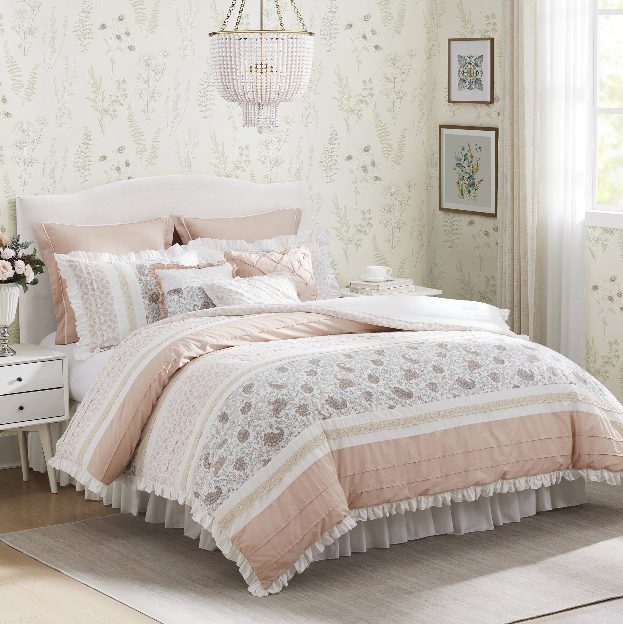 9 Piece Cotton Percale Comforter Set Blush - Image 3