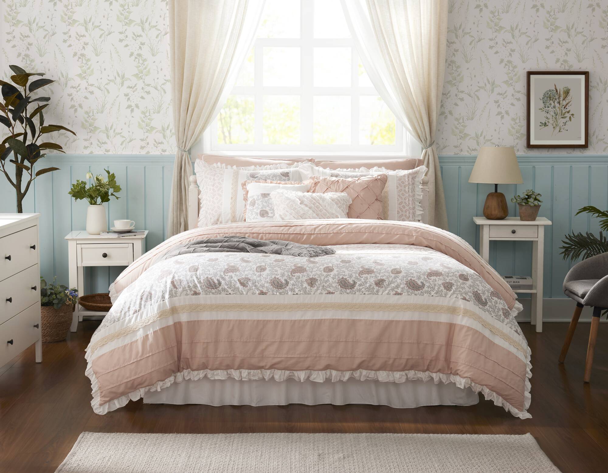 9 Piece Cotton Percale Comforter Set Blush - Image 30