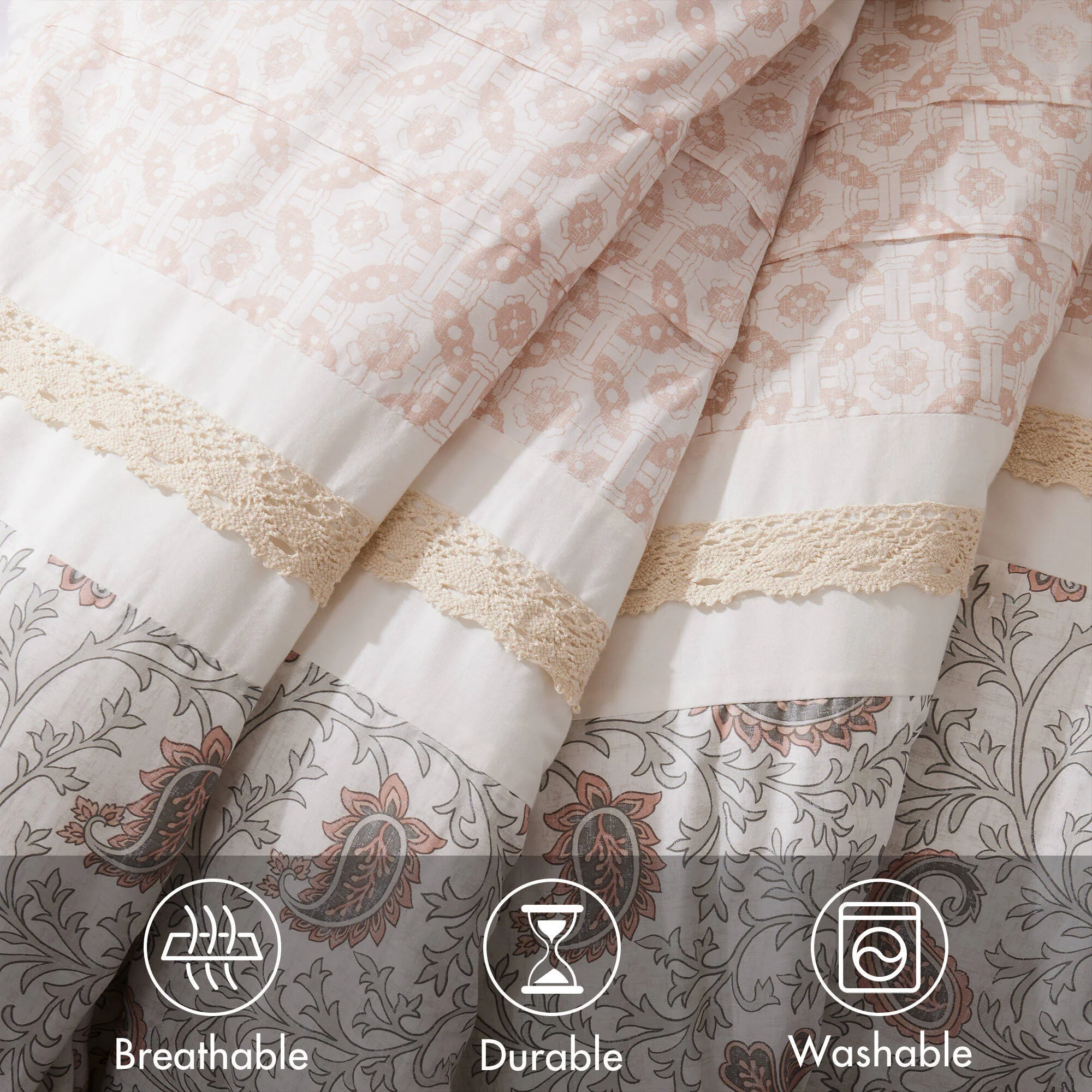9 Piece Cotton Percale Comforter Set Blush - Image 32