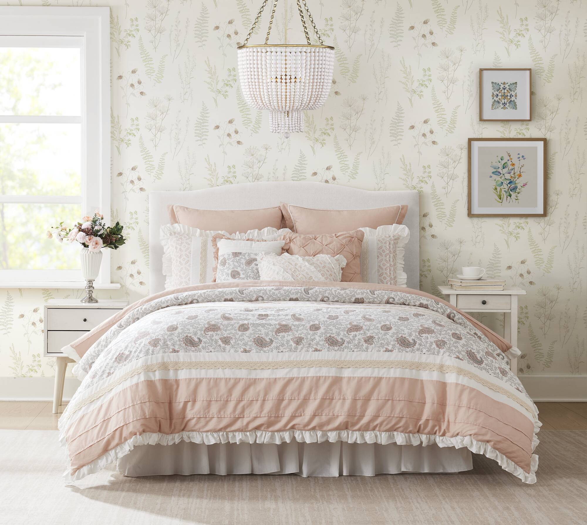 9 Piece Cotton Percale Comforter Set Blush - Image 35