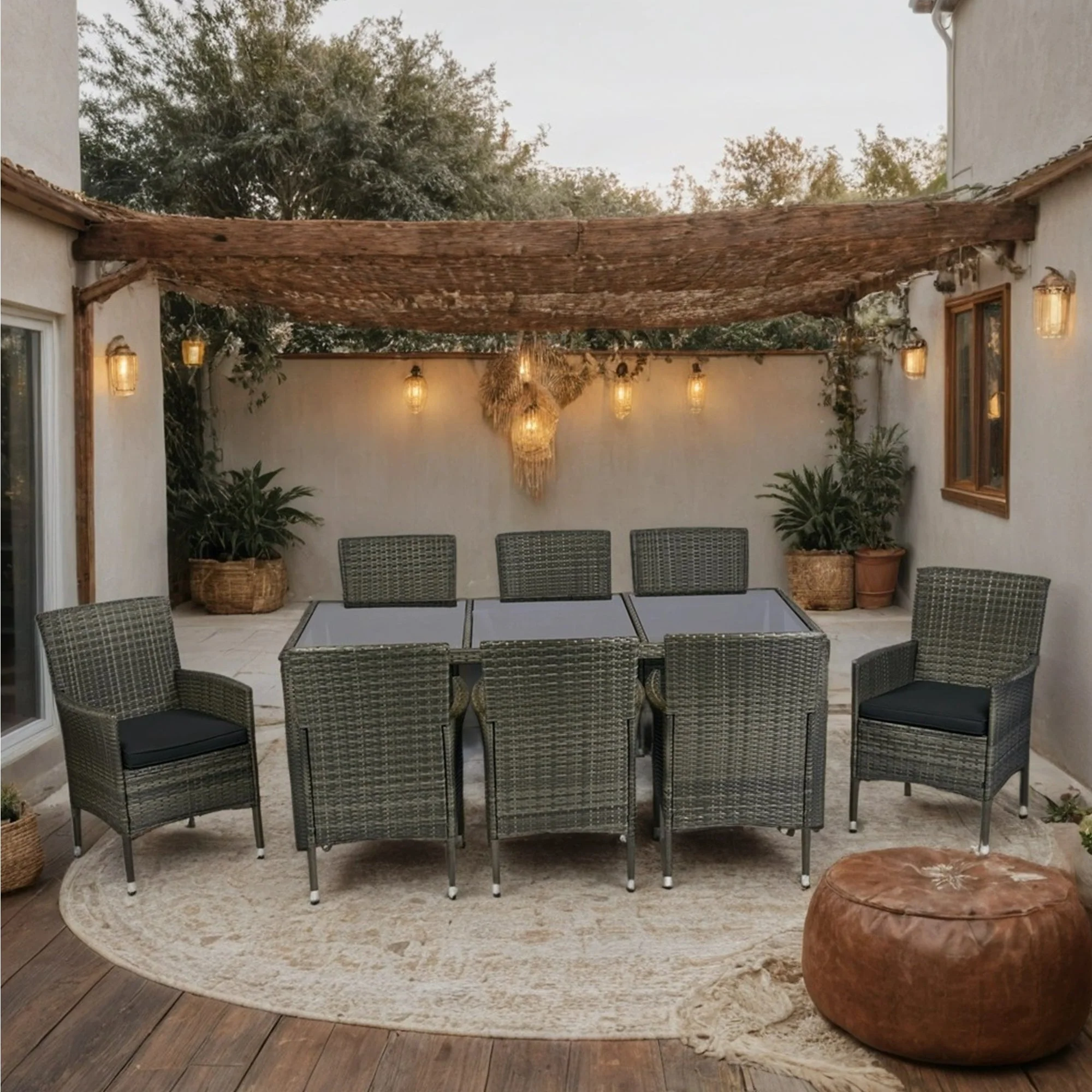 9 Piece Outdoor Patio Wicker Dining Set - Image 12
