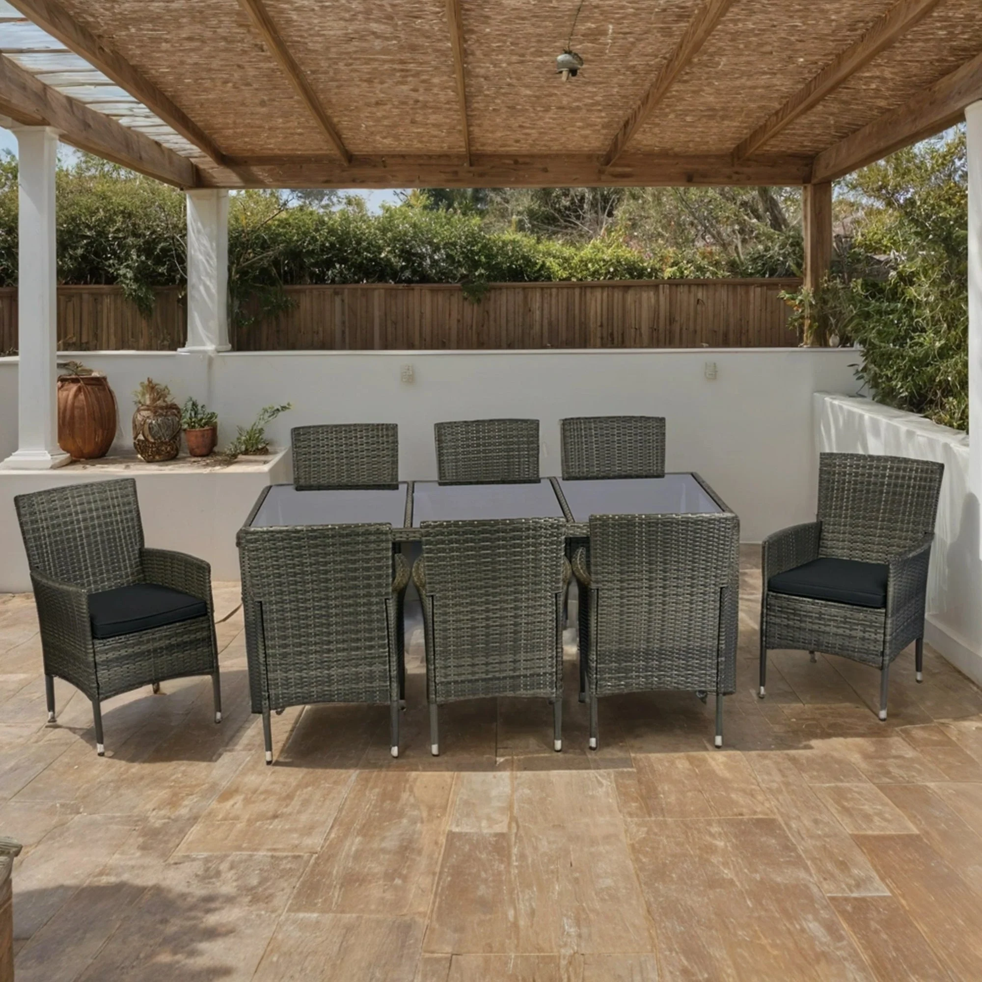 9 Piece Outdoor Patio Wicker Dining Set - Image 13