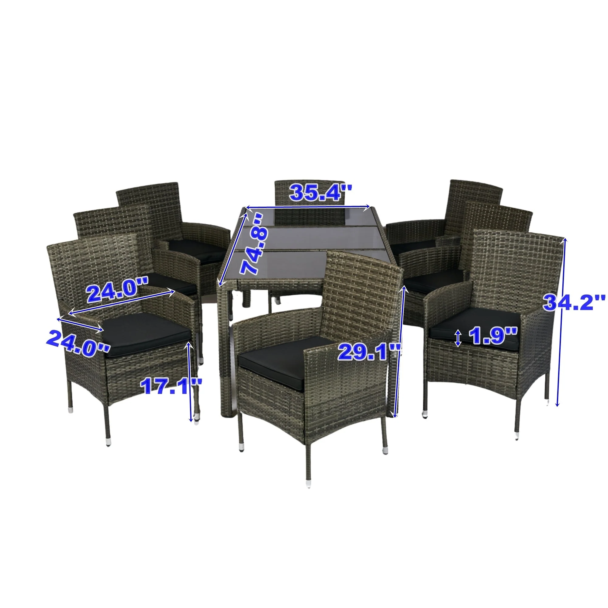 9 Piece Outdoor Patio Wicker Dining Set - Image 23