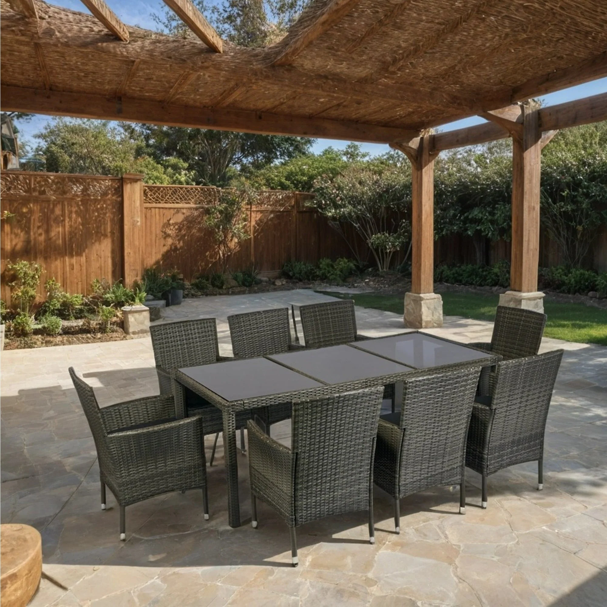 9 Piece Outdoor Patio Wicker Dining Set - Image 24