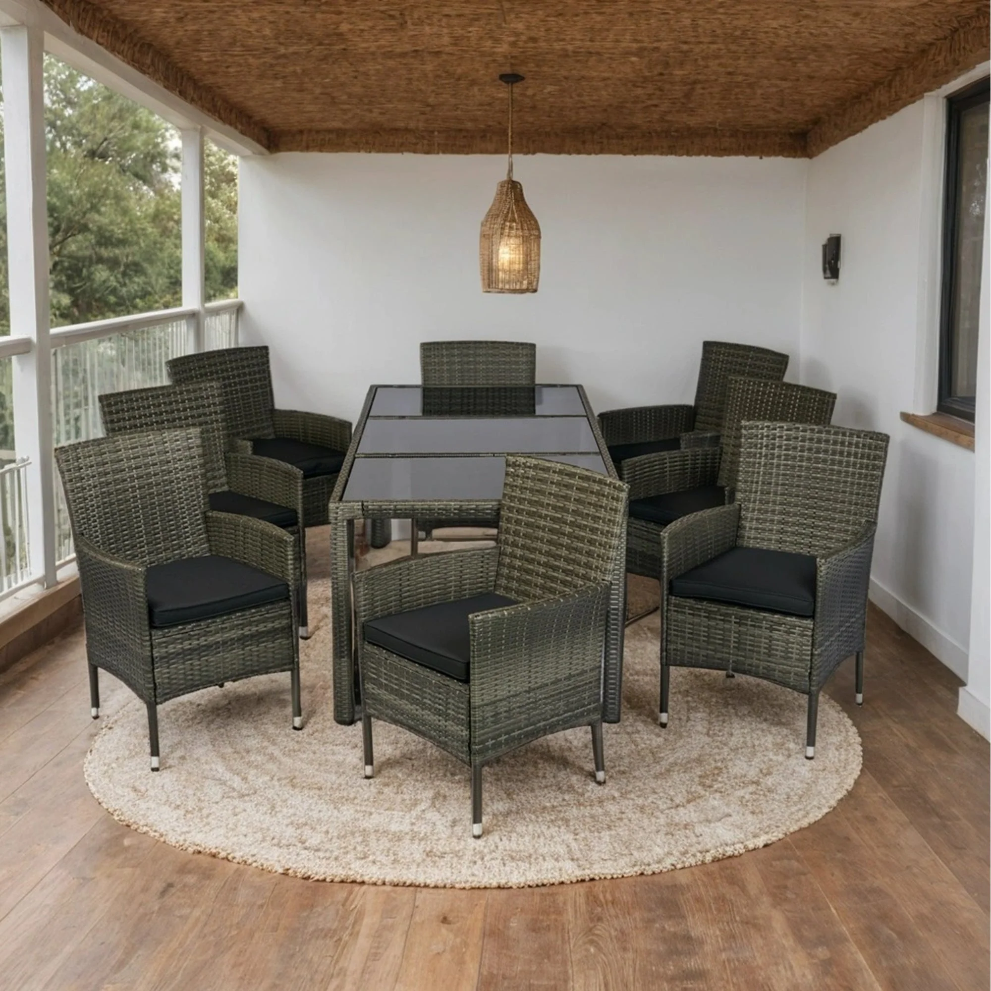 9 Piece Outdoor Patio Wicker Dining Set - Image 6