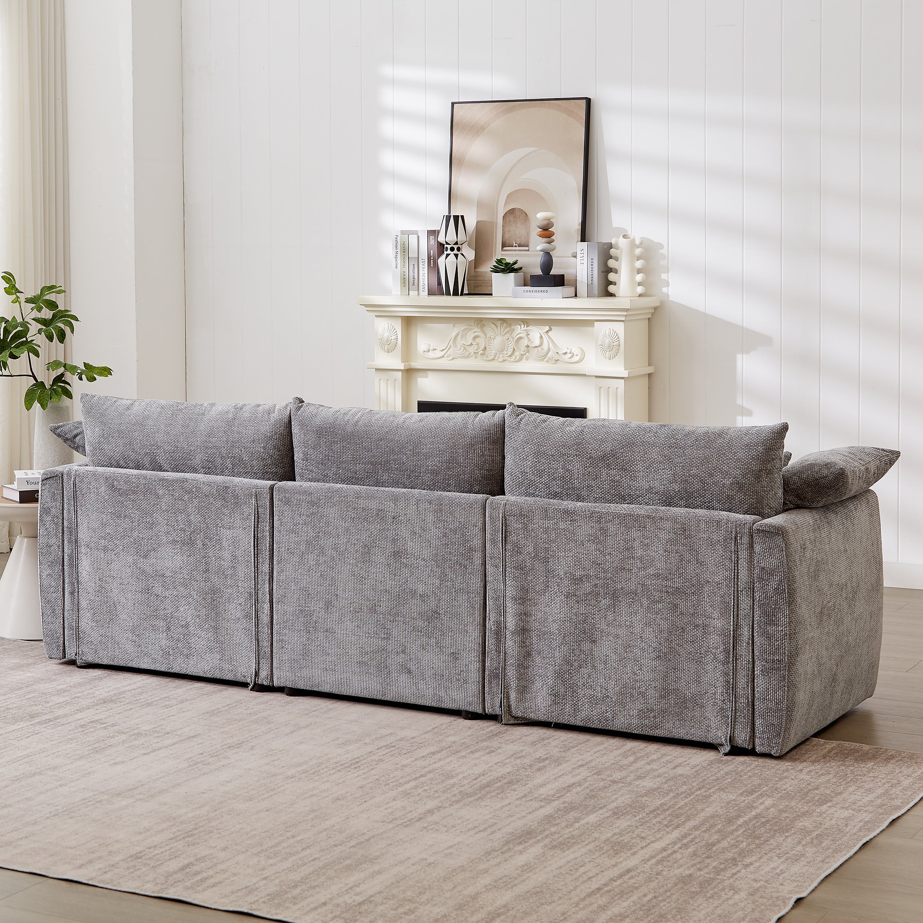 98.5' 3-Seater Sofa in Contemporary Grey - Image 12