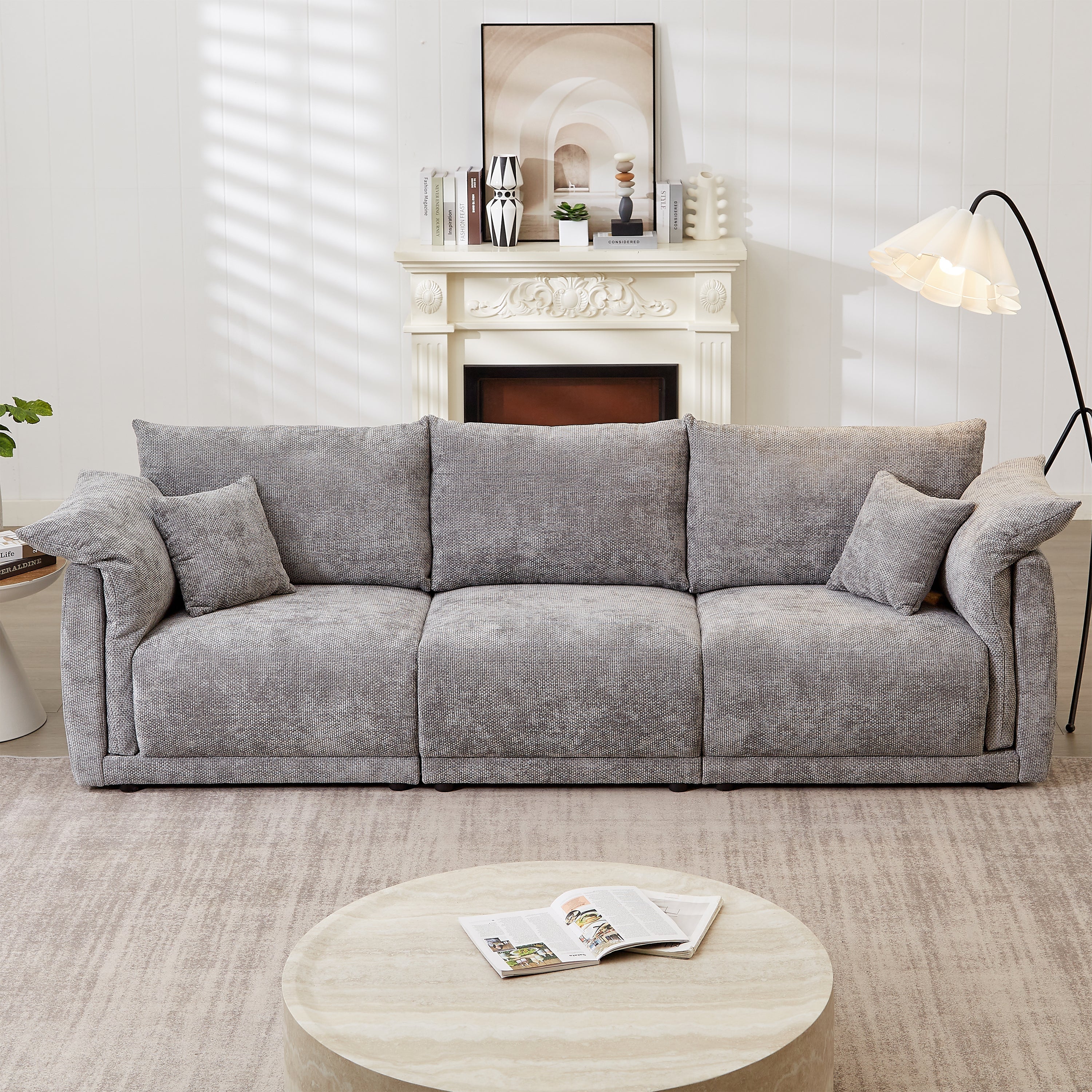98.5' 3-Seater Sofa in Contemporary Grey - Image 3