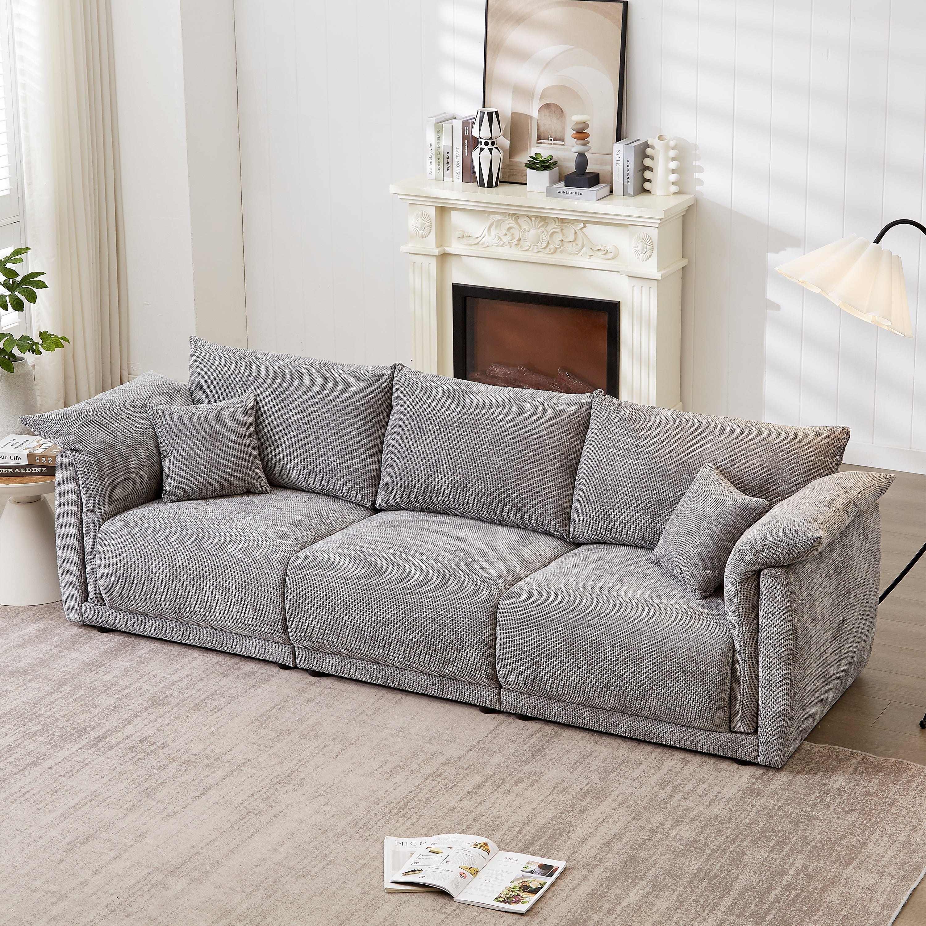 98.5' 3-Seater Sofa in Contemporary Grey - Image 5