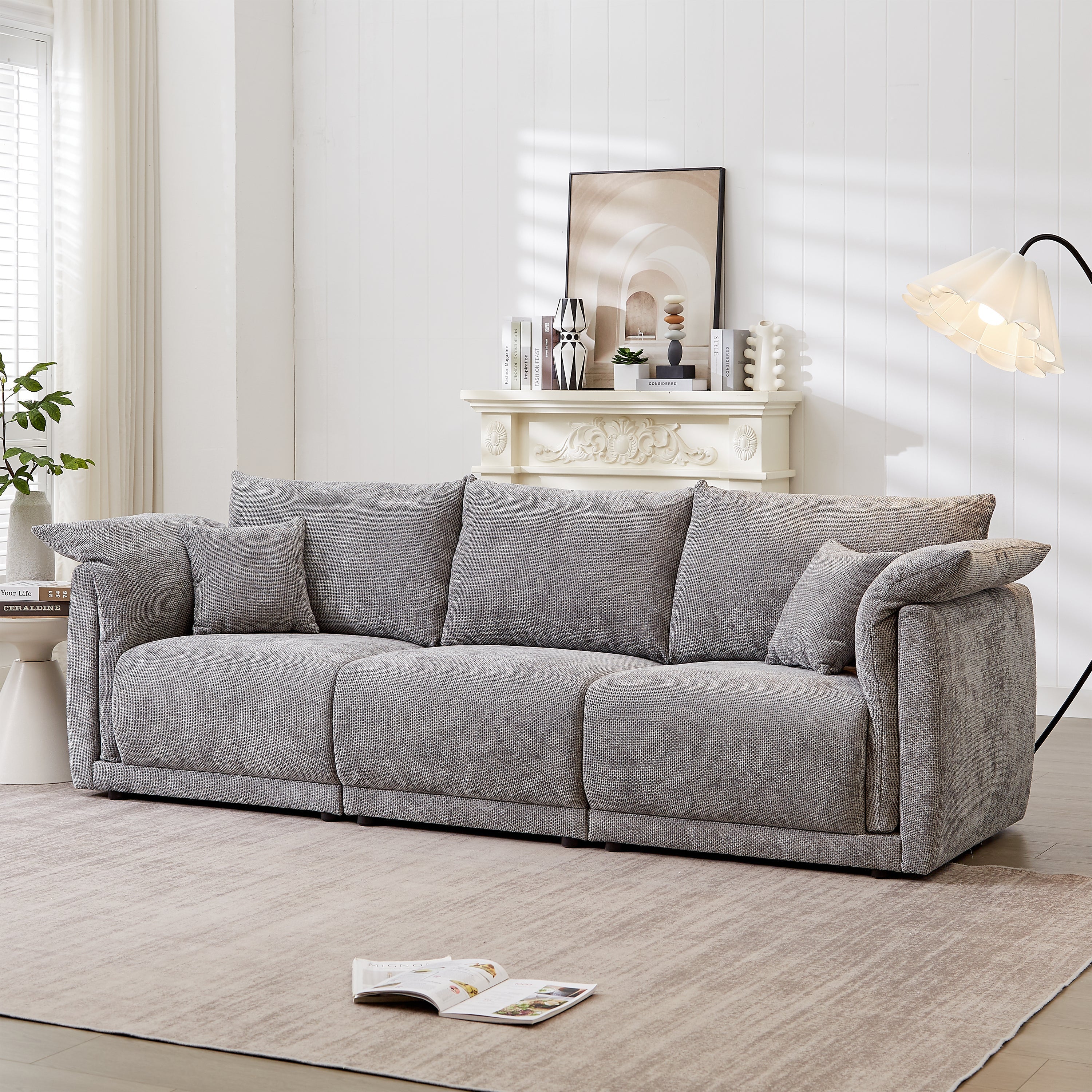98.5' 3-Seater Sofa in Contemporary Grey - Image 7