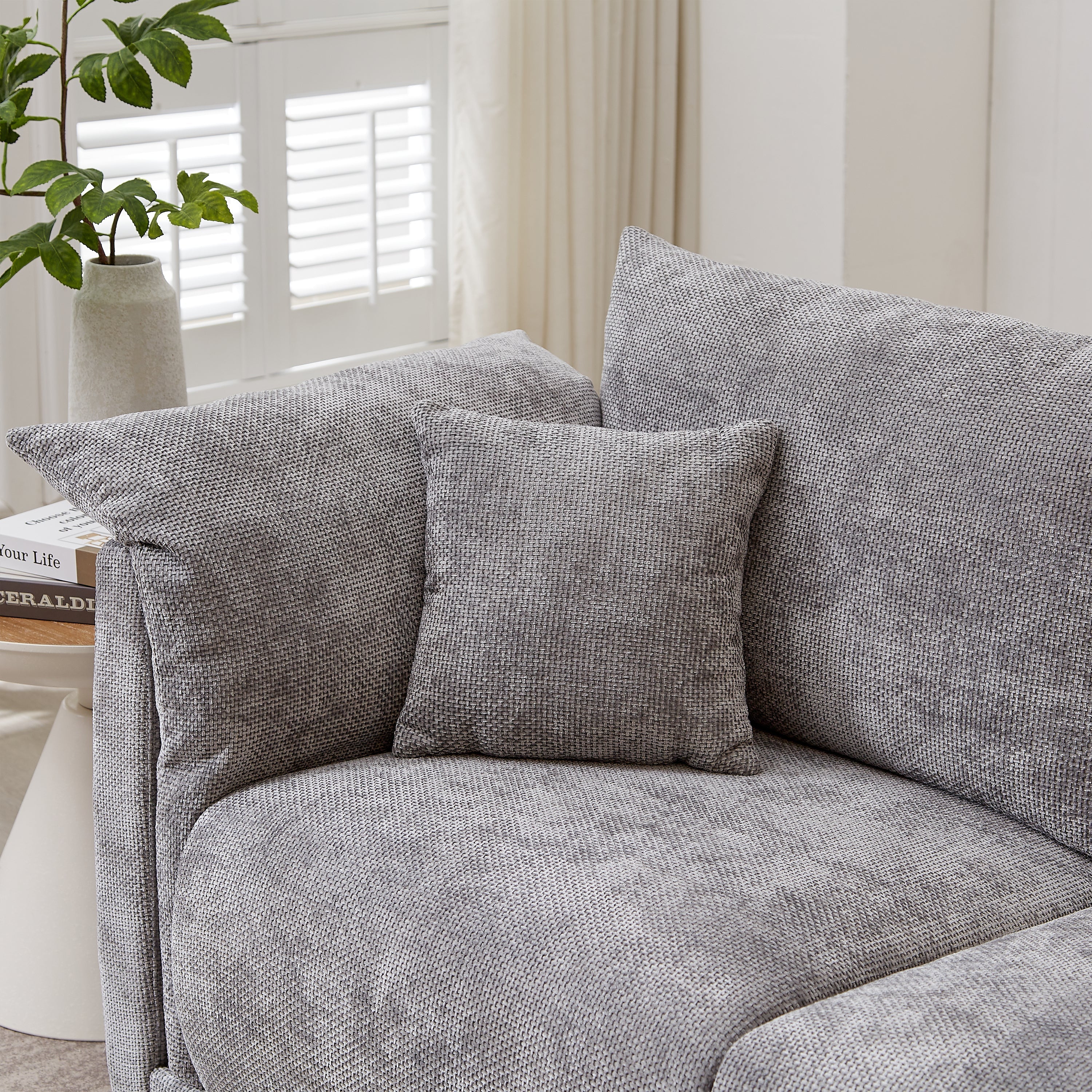 98.5' 3-Seater Sofa in Contemporary Grey - Image 9