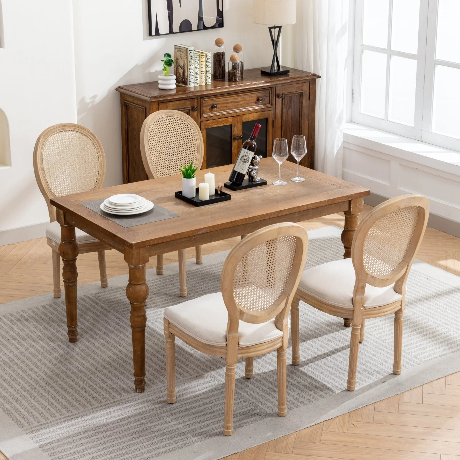 A&A French Style Solid Wood Frame Dining Chairs Set of 2 - Image 13