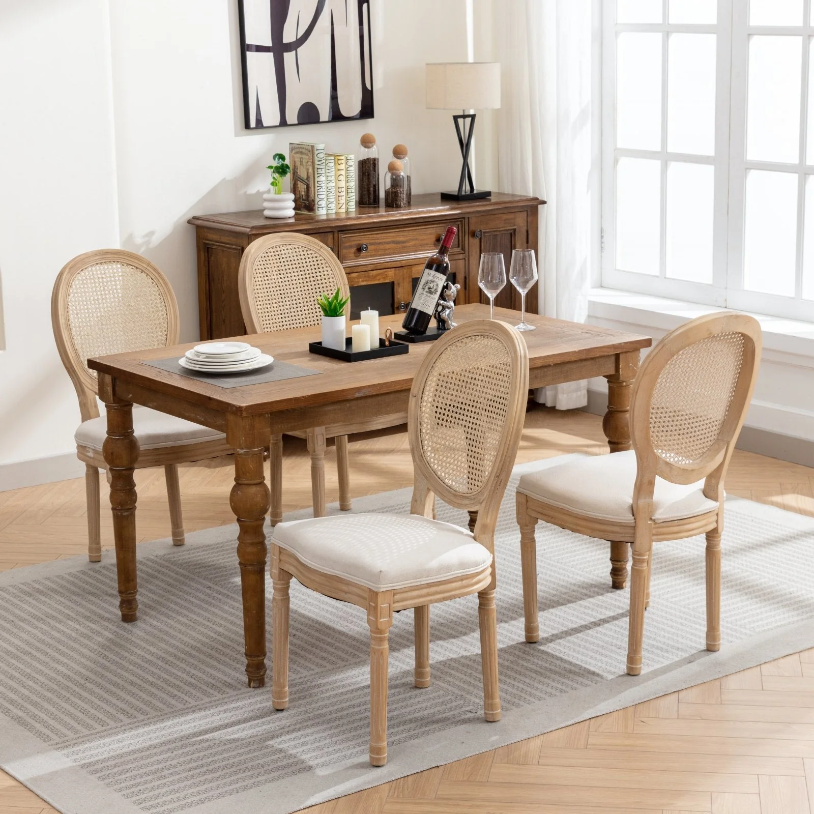 A&A French Style Solid Wood Frame Dining Chairs Set of 2 - Image 14