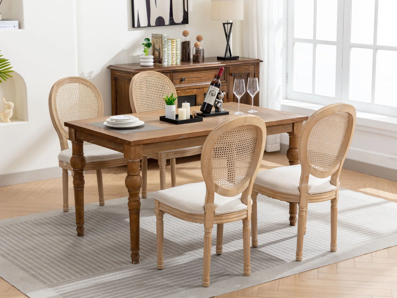 A&A French Style Solid Wood Frame Dining Chairs Set of 2 - Image 15