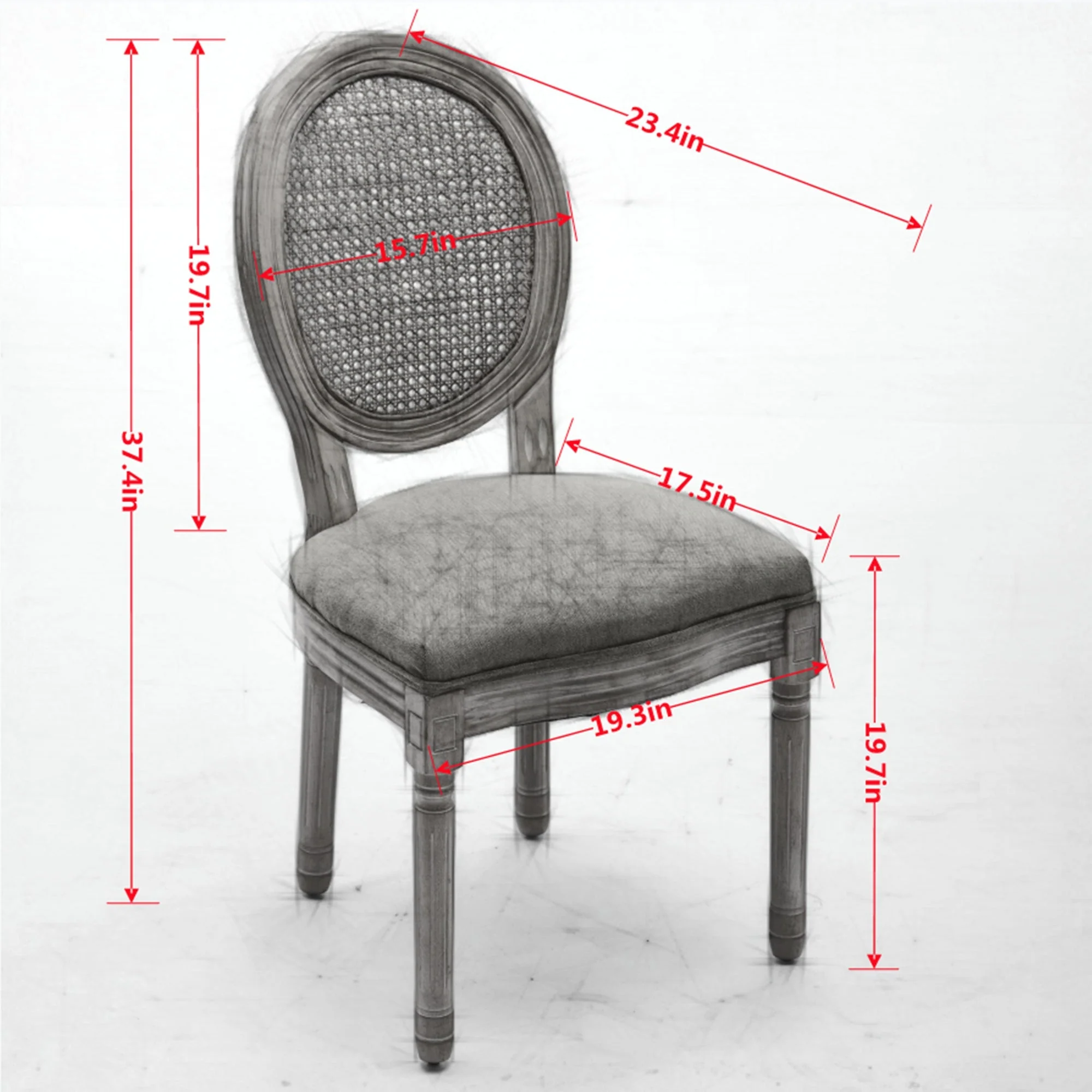 A&A French Style Solid Wood Frame Dining Chairs Set of 2 - Image 7