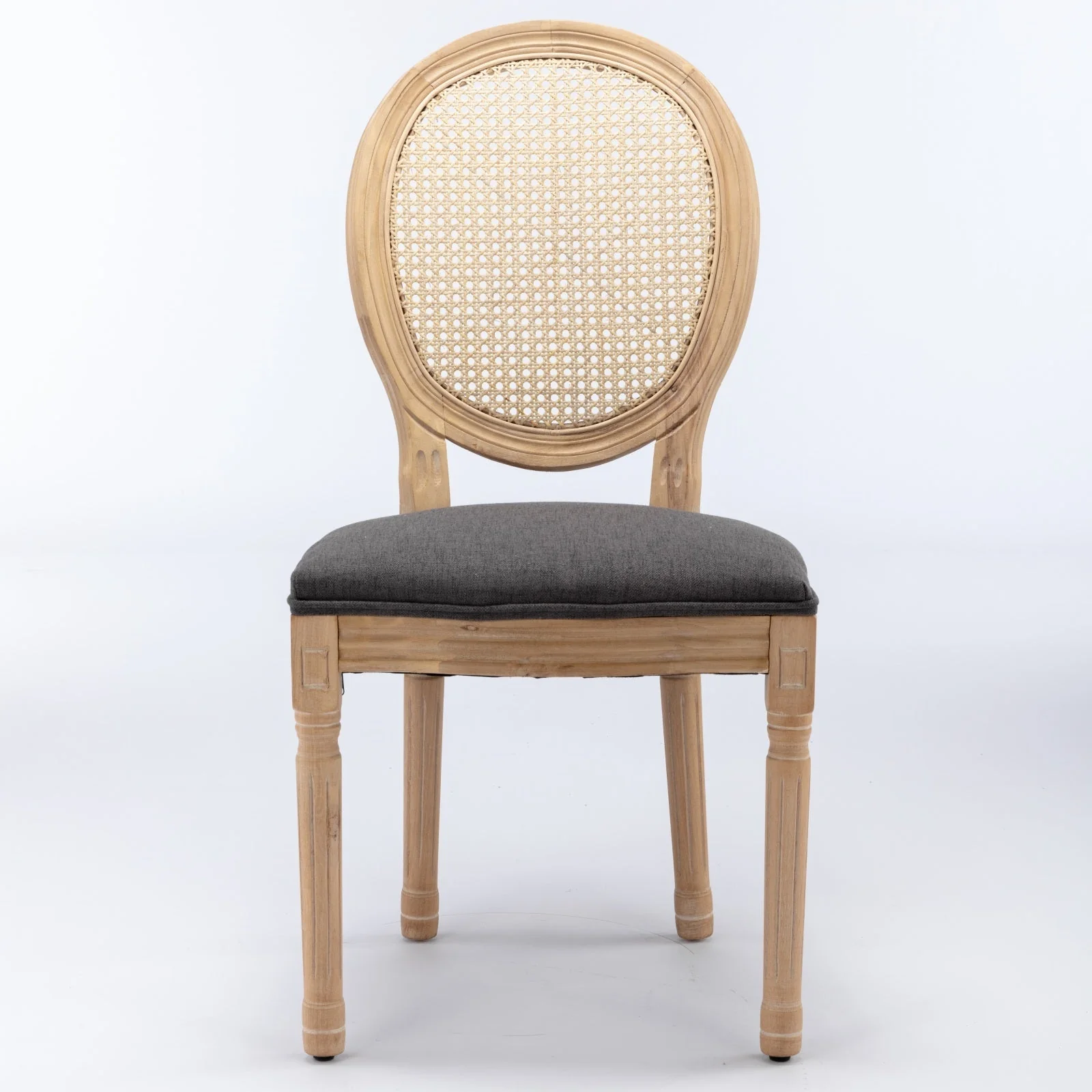 A&A Furniture French Style Solid Wood Frame Dining Chair Set of 2 - Gray