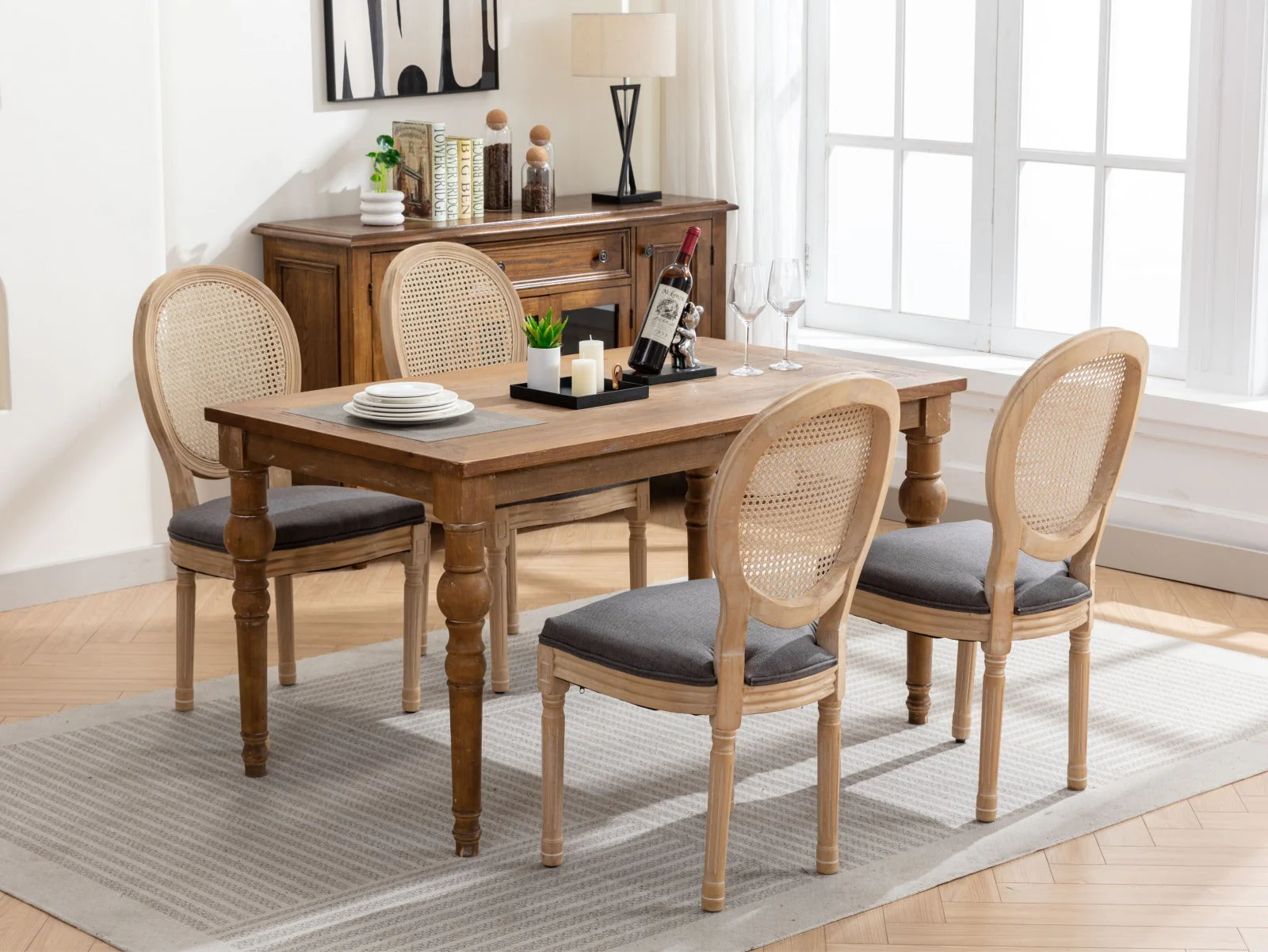 A&A Furniture French Style Solid Wood Frame Dining Chair Set of 2 - Gray - Image 15
