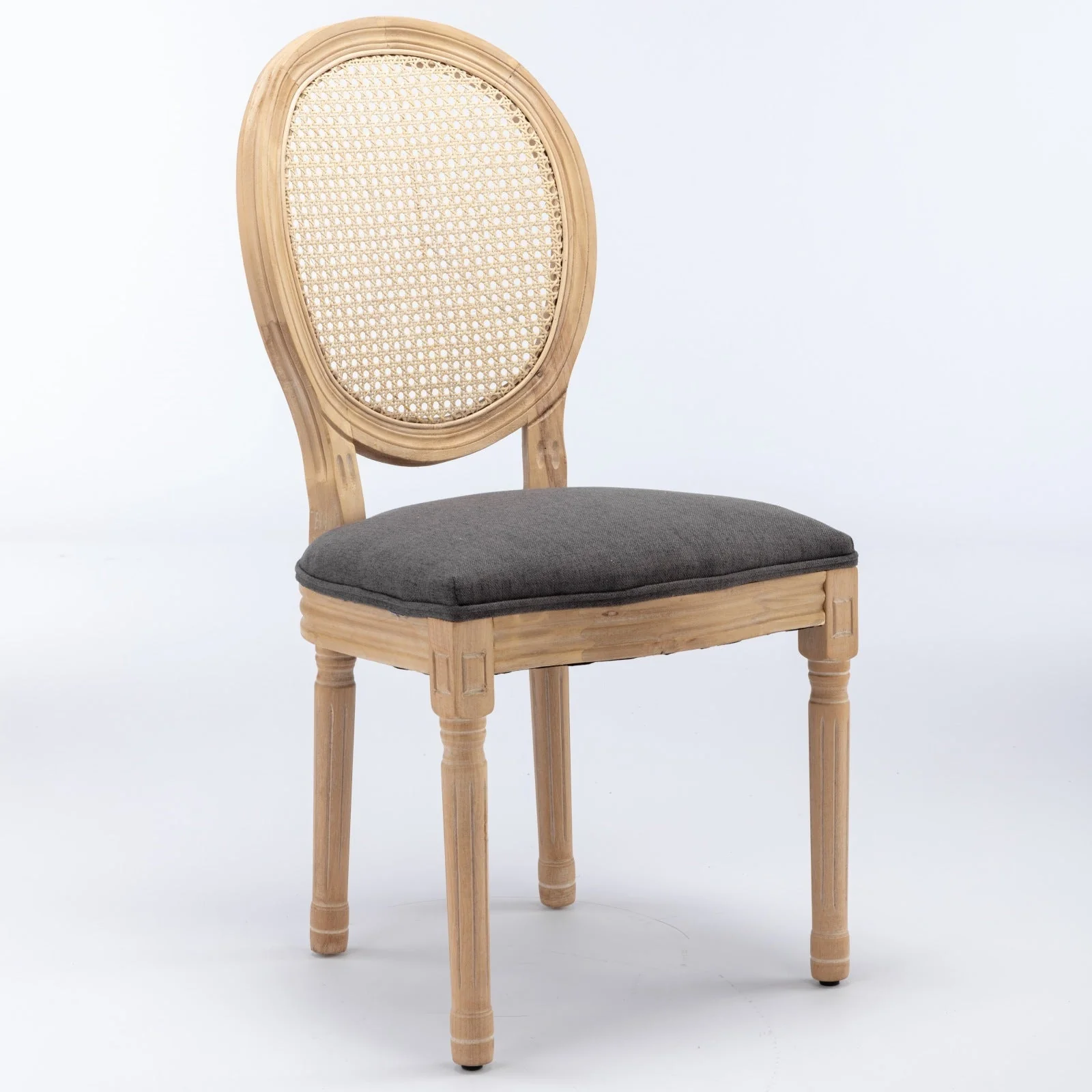 A&A Furniture French Style Solid Wood Frame Dining Chair Set of 2 - Gray - Image 3
