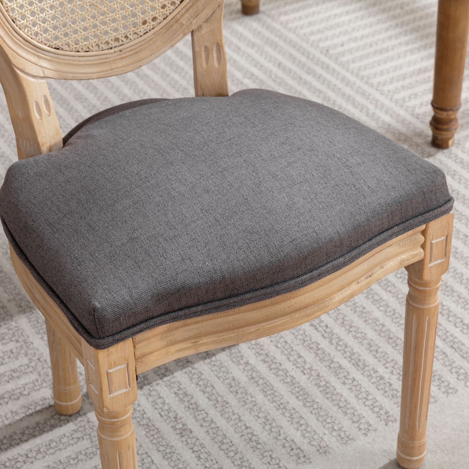 A&A Furniture French Style Solid Wood Frame Dining Chair Set of 2 - Gray - Image 9