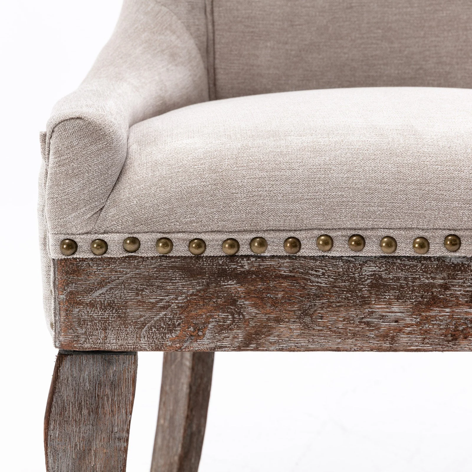 A&A Furniture Ultra Side Dining Chair with Thickened Fabric and Bronze Nail Head, Beige, Set of 2 - Image 10