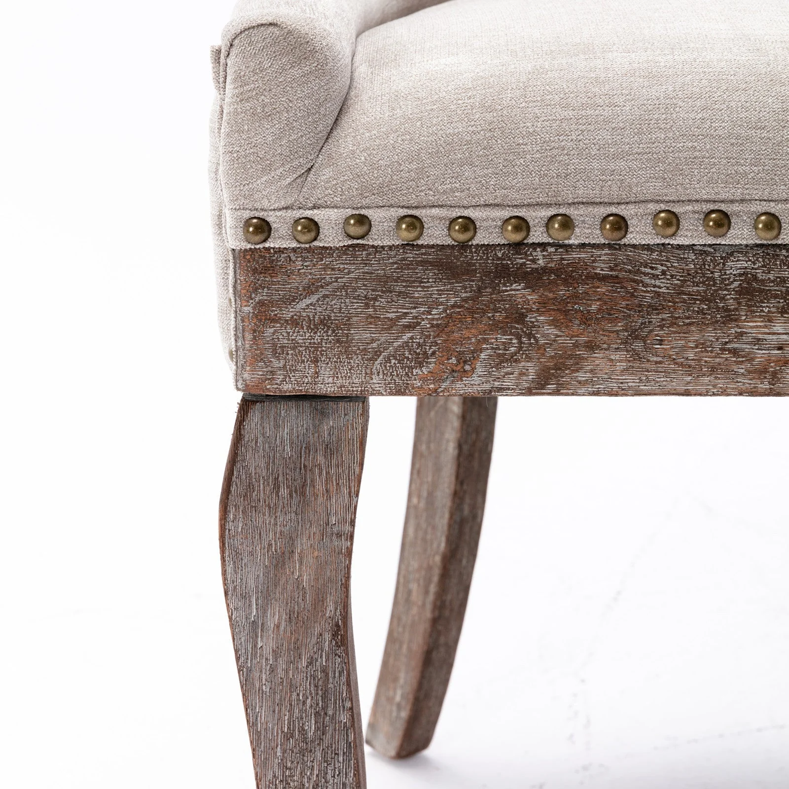 A&A Furniture Ultra Side Dining Chair with Thickened Fabric and Bronze Nail Head, Beige, Set of 2 - Image 11