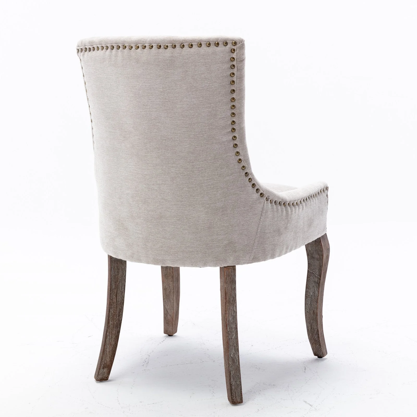 A&A Furniture Ultra Side Dining Chair with Thickened Fabric and Bronze Nail Head, Beige, Set of 2 - Image 6