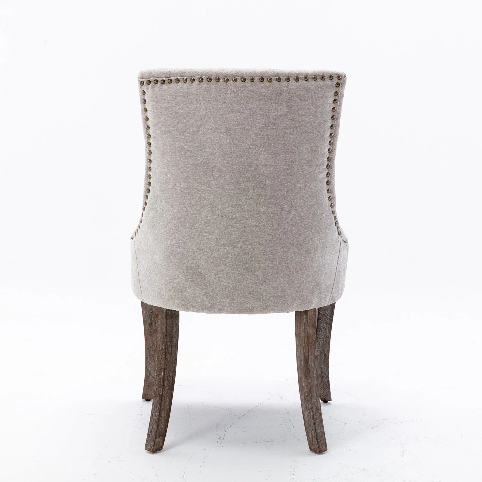 A&A Furniture Ultra Side Dining Chair with Thickened Fabric and Bronze Nail Head, Beige, Set of 2 - Image 7