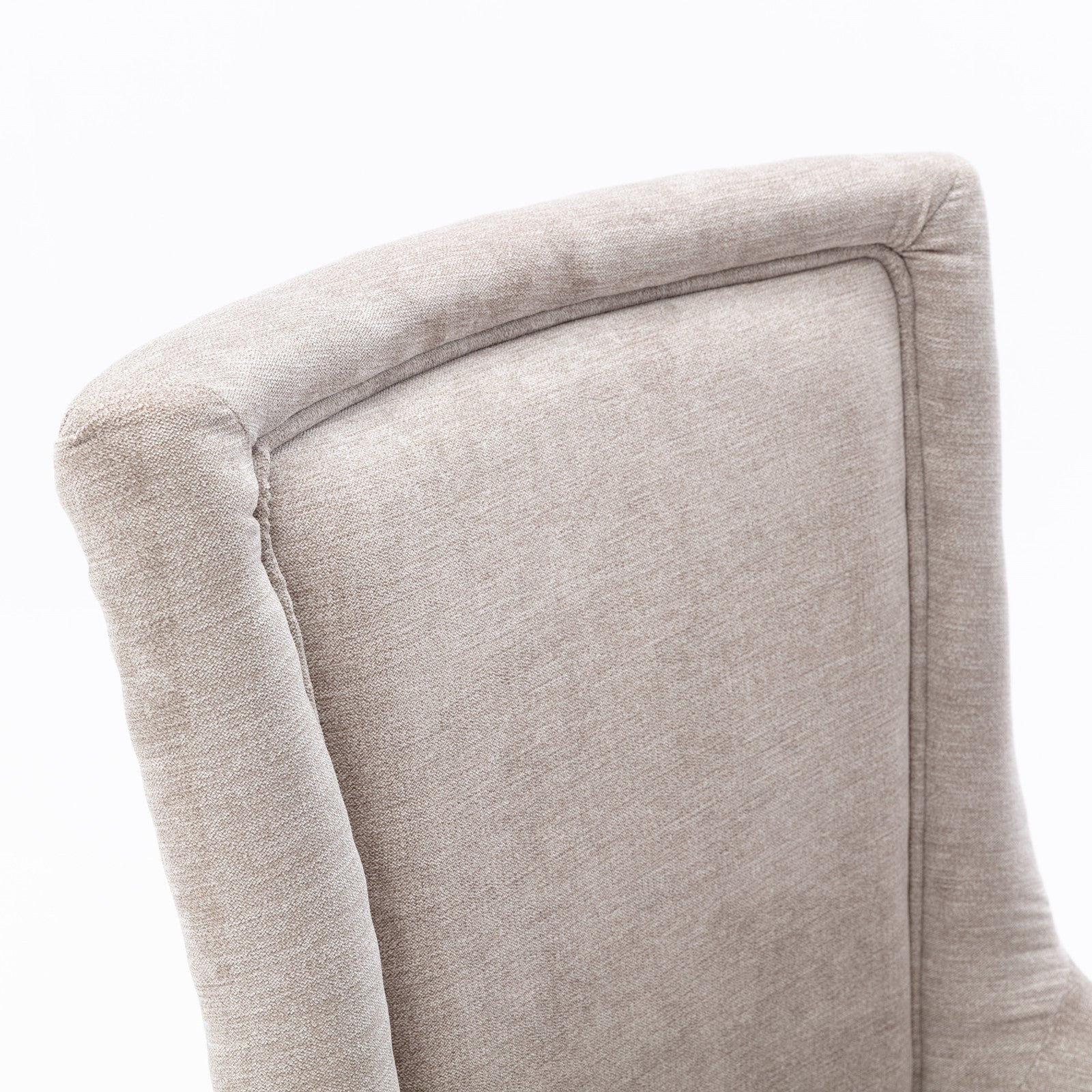 A&A Furniture Ultra Side Dining Chair with Thickened Fabric and Bronze Nail Head, Beige, Set of 2 - Image 8