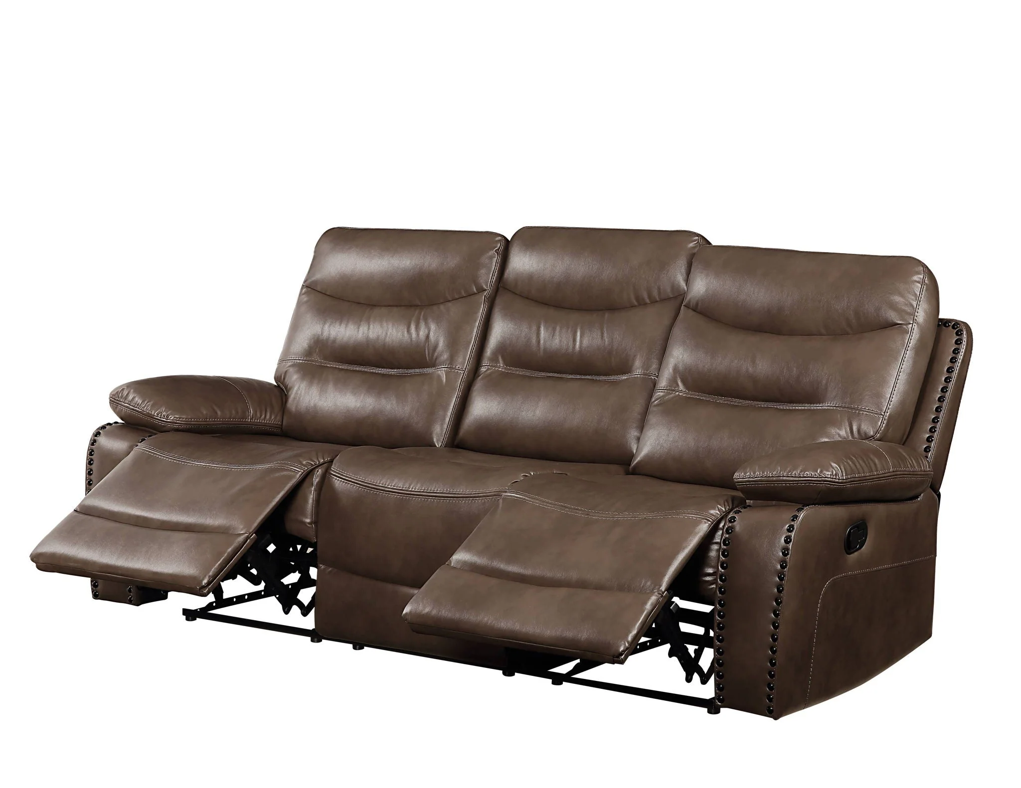 Aashi - Leather Gel Match 3 Piece Recliner Living Room Set - Brown - Image 2