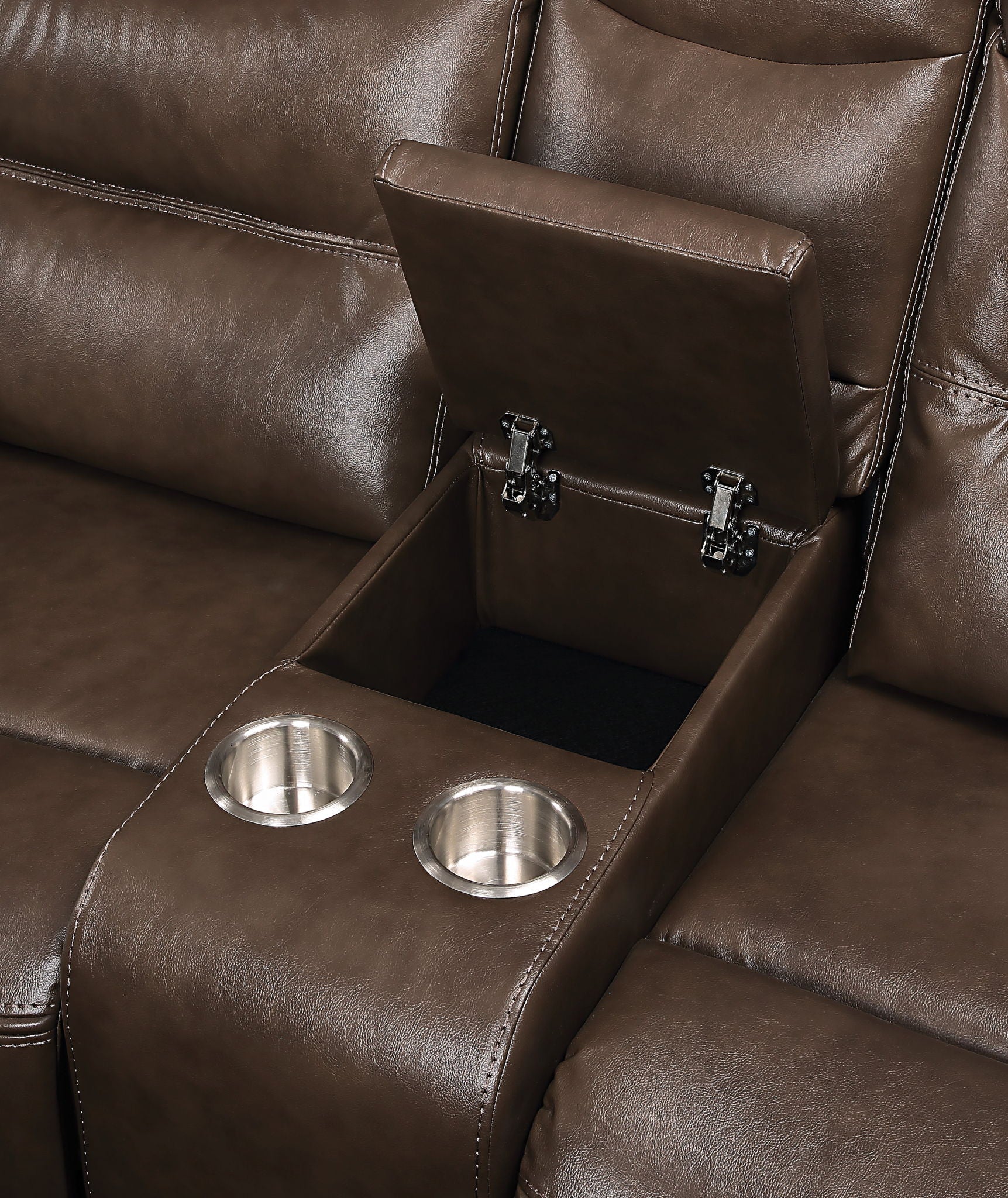Aashi - Leather Gel Match Recliner Loveseat - Brown - Image 2