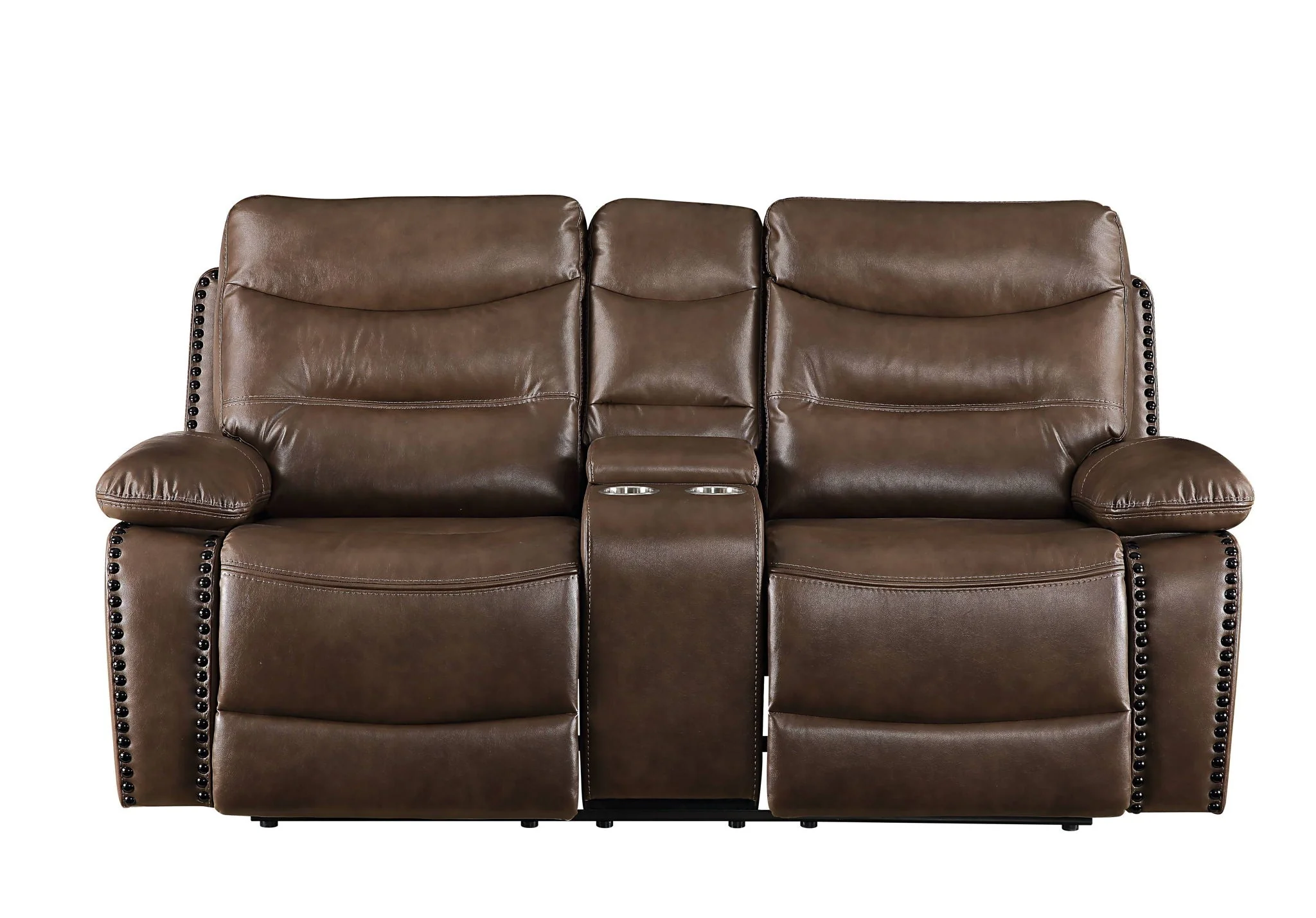 Aashi - Leather Gel Match Recliner Loveseat - Brown - Image 3